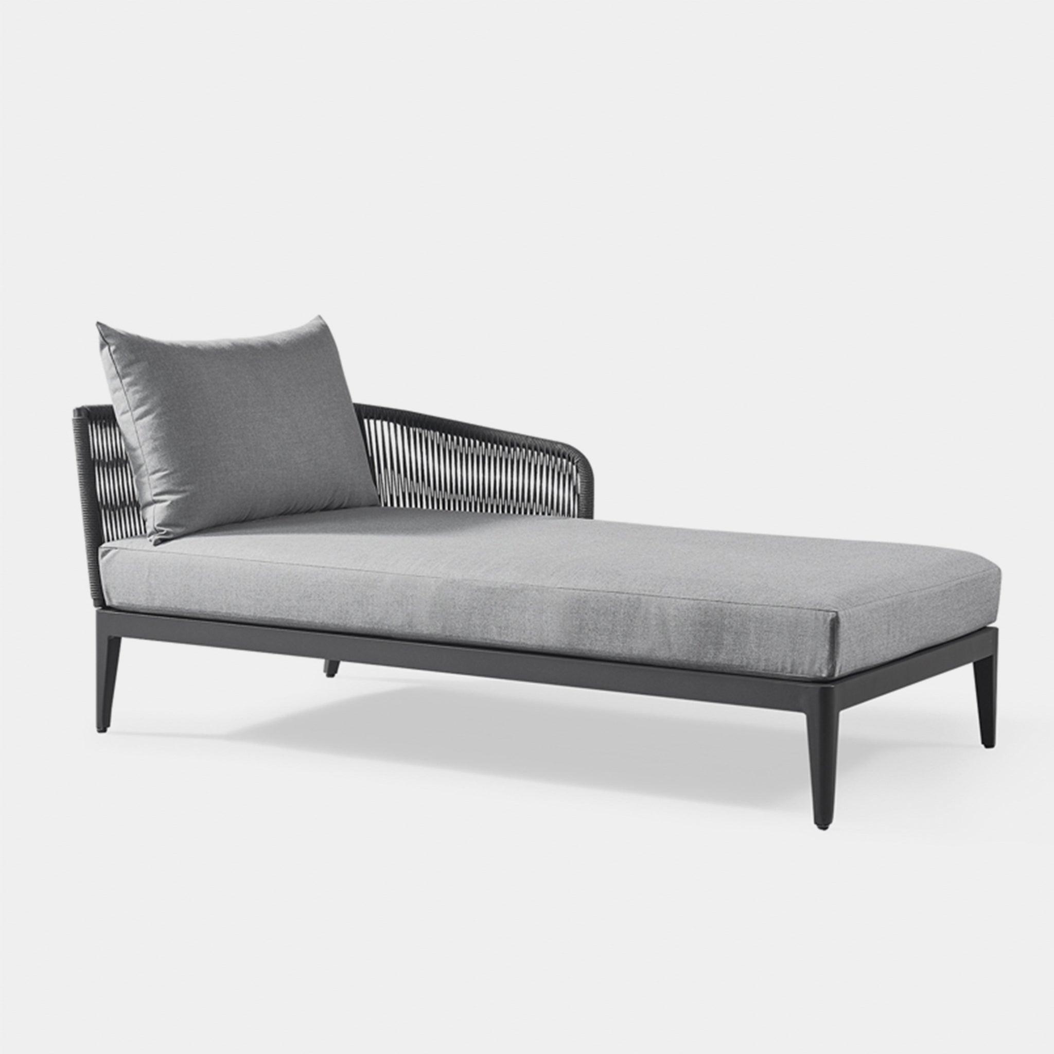 Harbour Hamilton Chaise Right - Aluminum Asteroid, Siesta Indigo, Rope Dark Gray