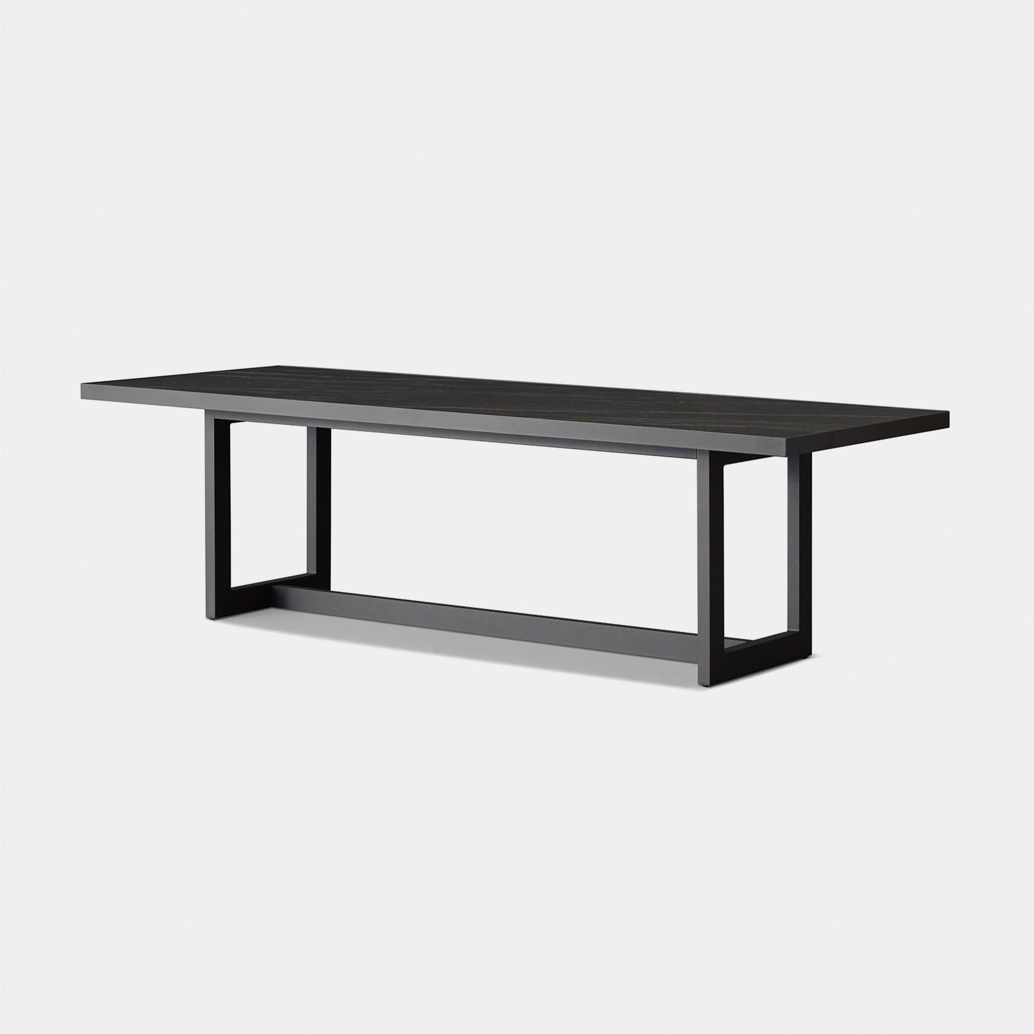 Harbour Hampton Dining Table 100" - Aluminum Asteroid, Laminam Noir