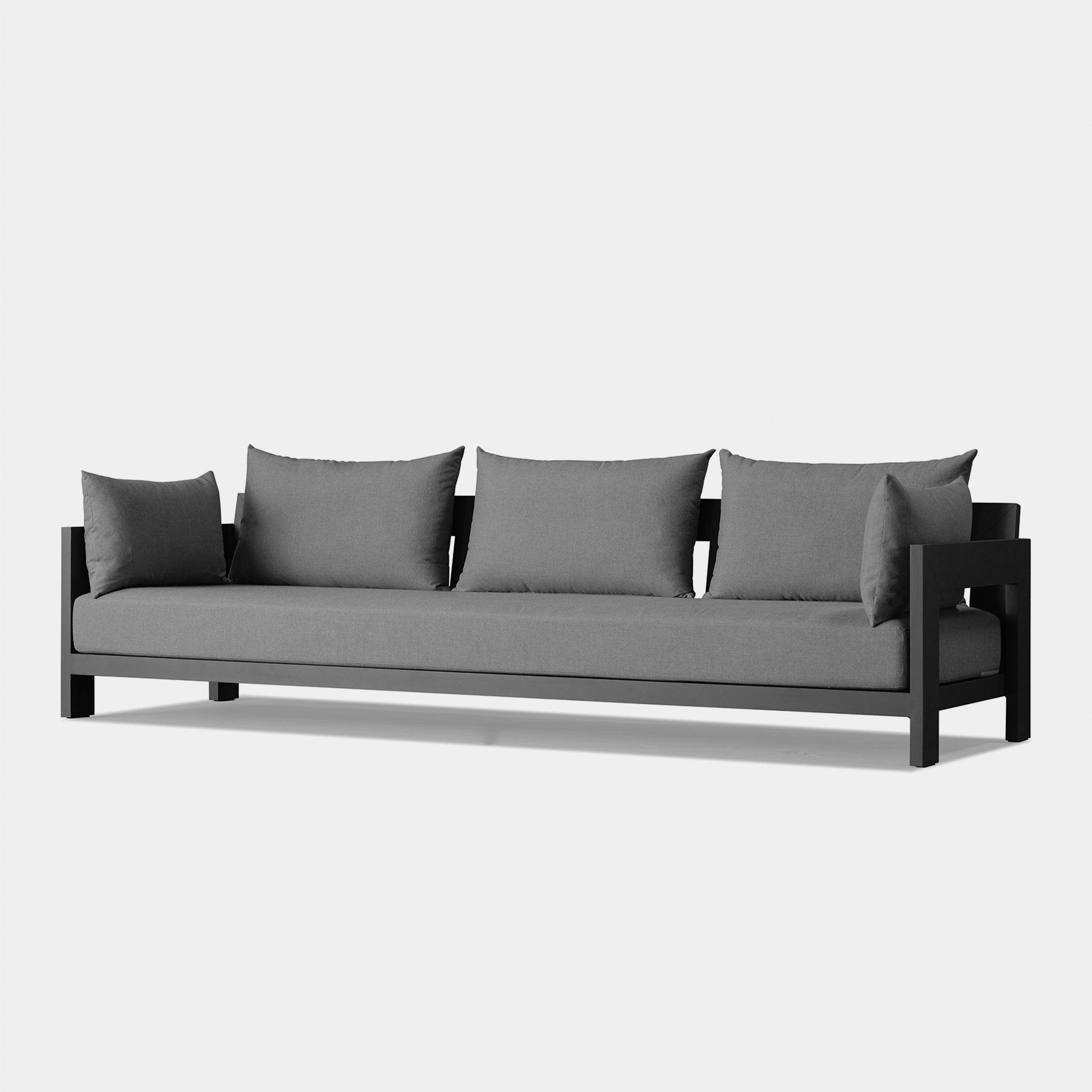 Harbour Hampton 3 Seat Sofa - Aluminum Asteroid, Lisos Grafito, Batyline Silver