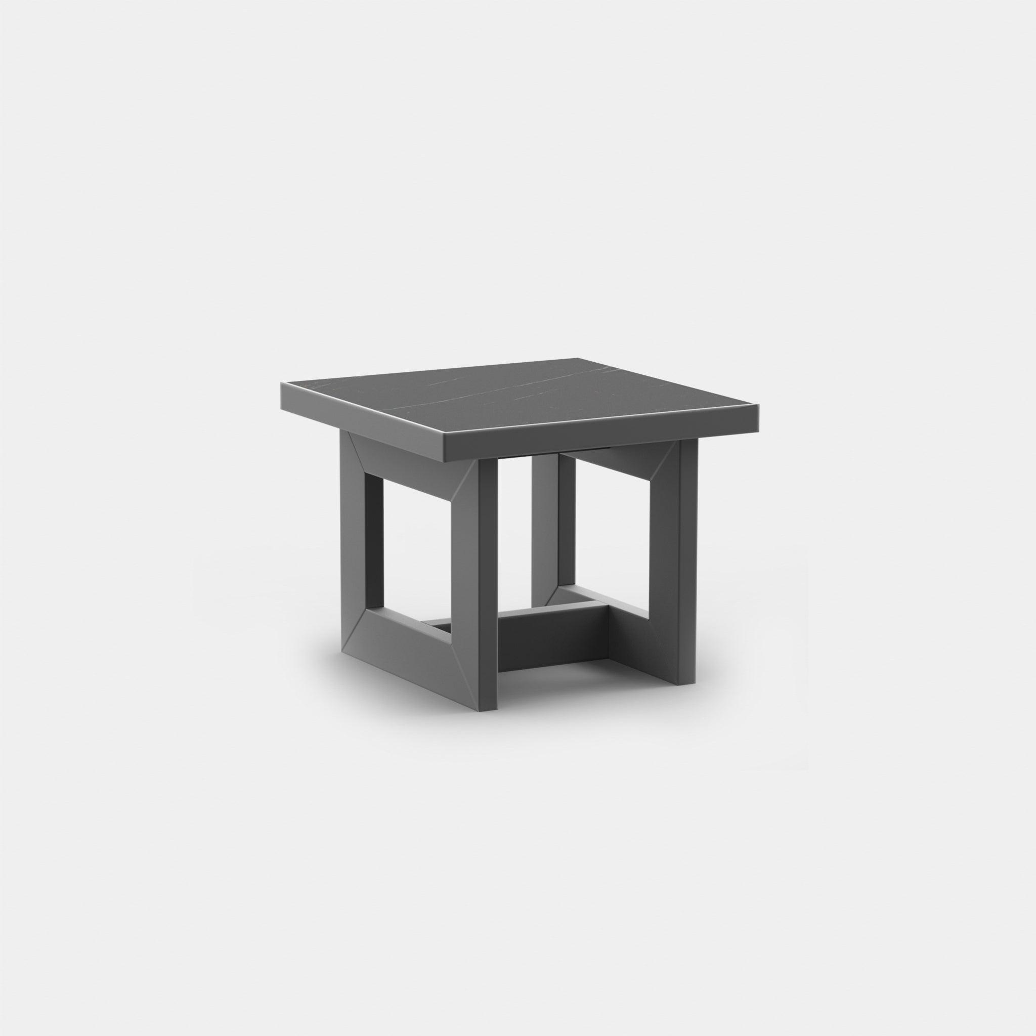 Harbour Hampton Side Table - Aluminum Asteroid, Laminam Noir