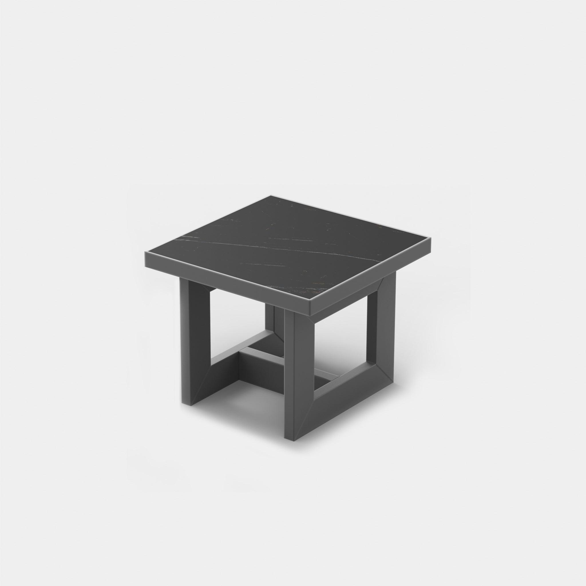 Harbour Hampton Side Table - Aluminum Asteroid, Laminam Noir