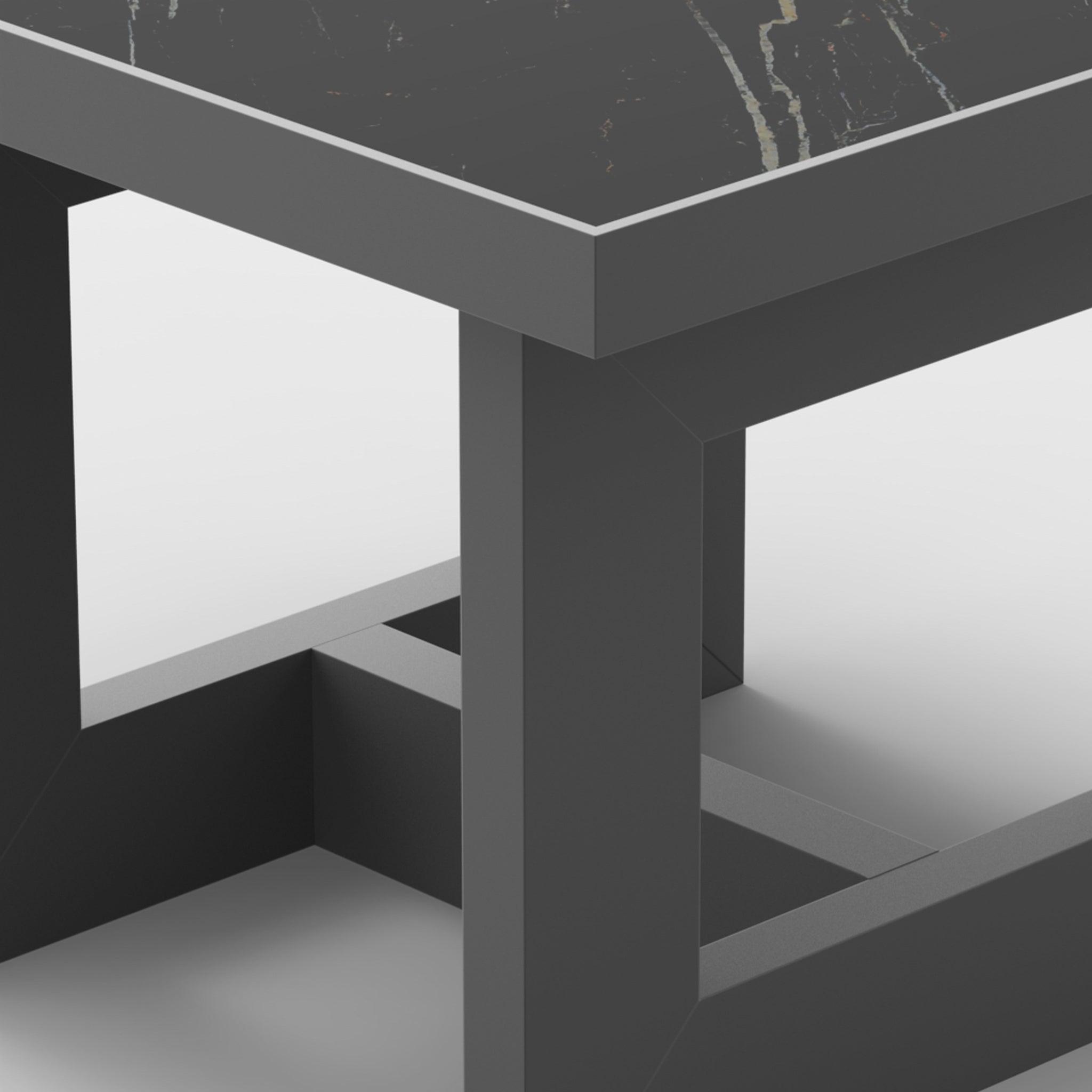 Harbour Hampton Side Table - Aluminum Asteroid, Laminam Noir