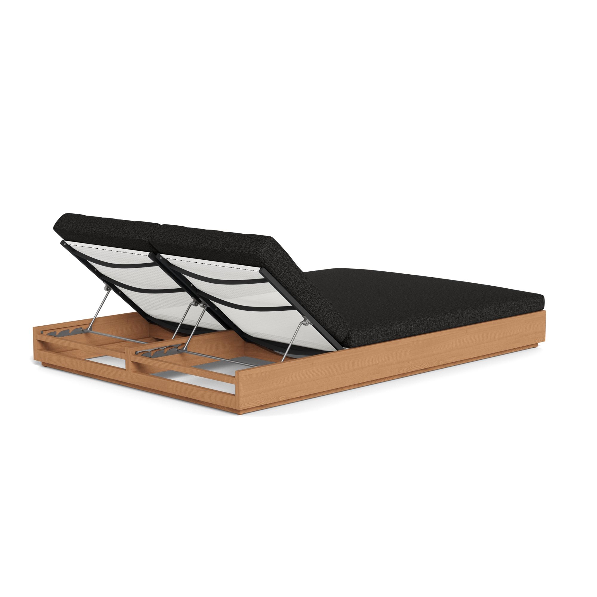 Harbour Hayman Teak Double Sun Lounge - Teak Natural, Copacabana Midnight, Batyline White