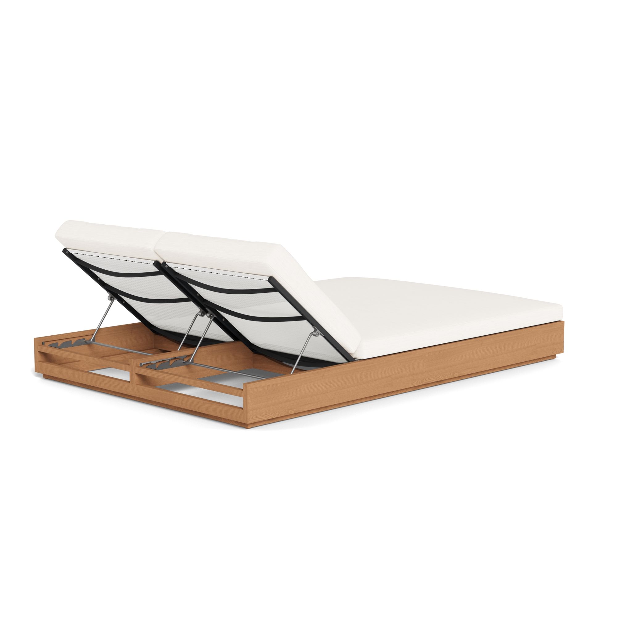 Harbour Hayman Teak Double Sun Lounge - Teak Natural, Panama Blanco, Batyline White