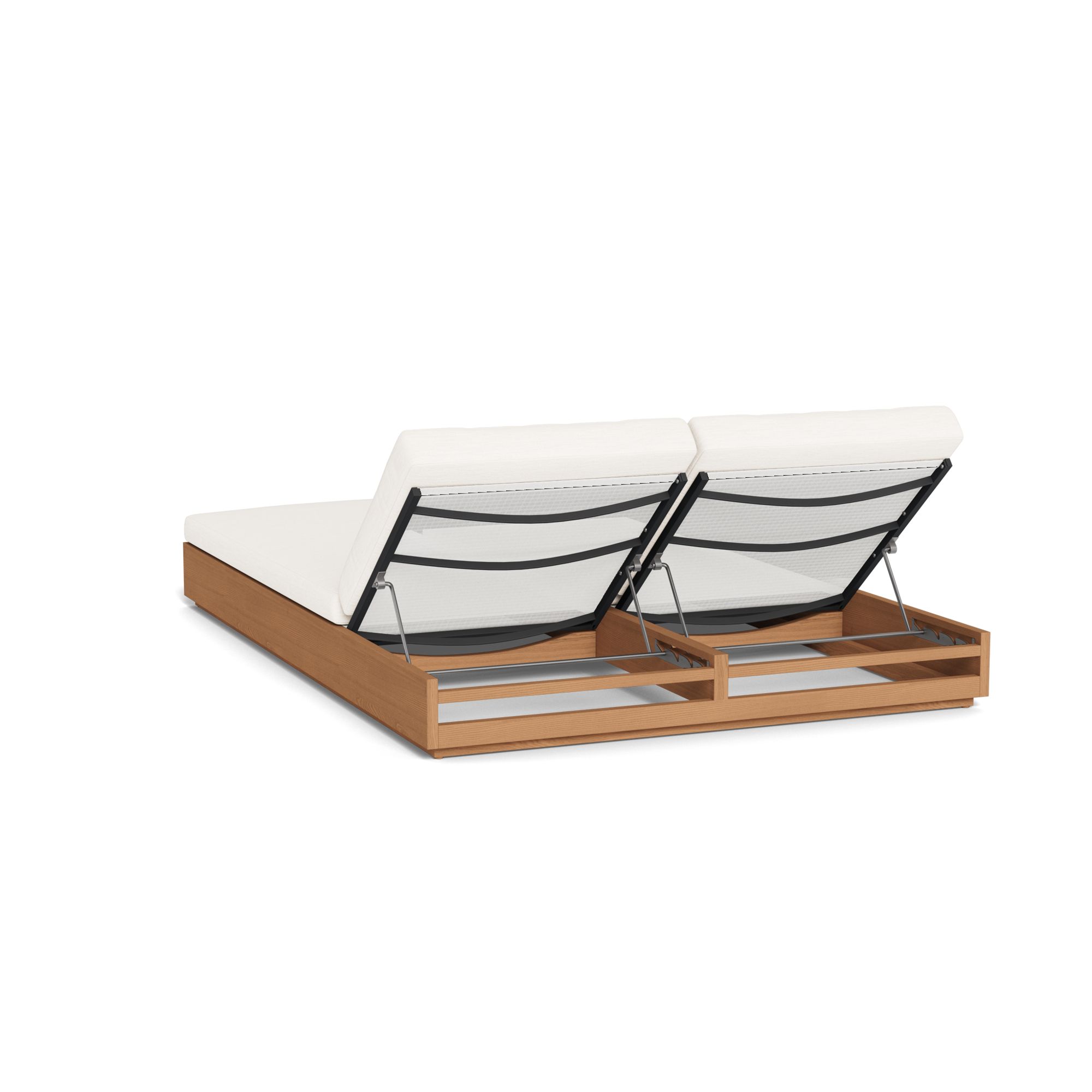 Harbour Hayman Teak Double Sun Lounge - Teak Natural, Panama Blanco, Batyline White