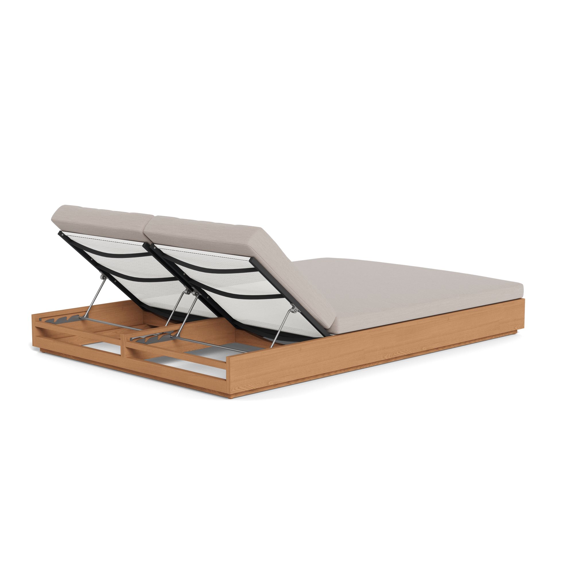 Harbour Hayman Teak Double Sun Lounge - Teak Natural, Panama Marble, Batyline White