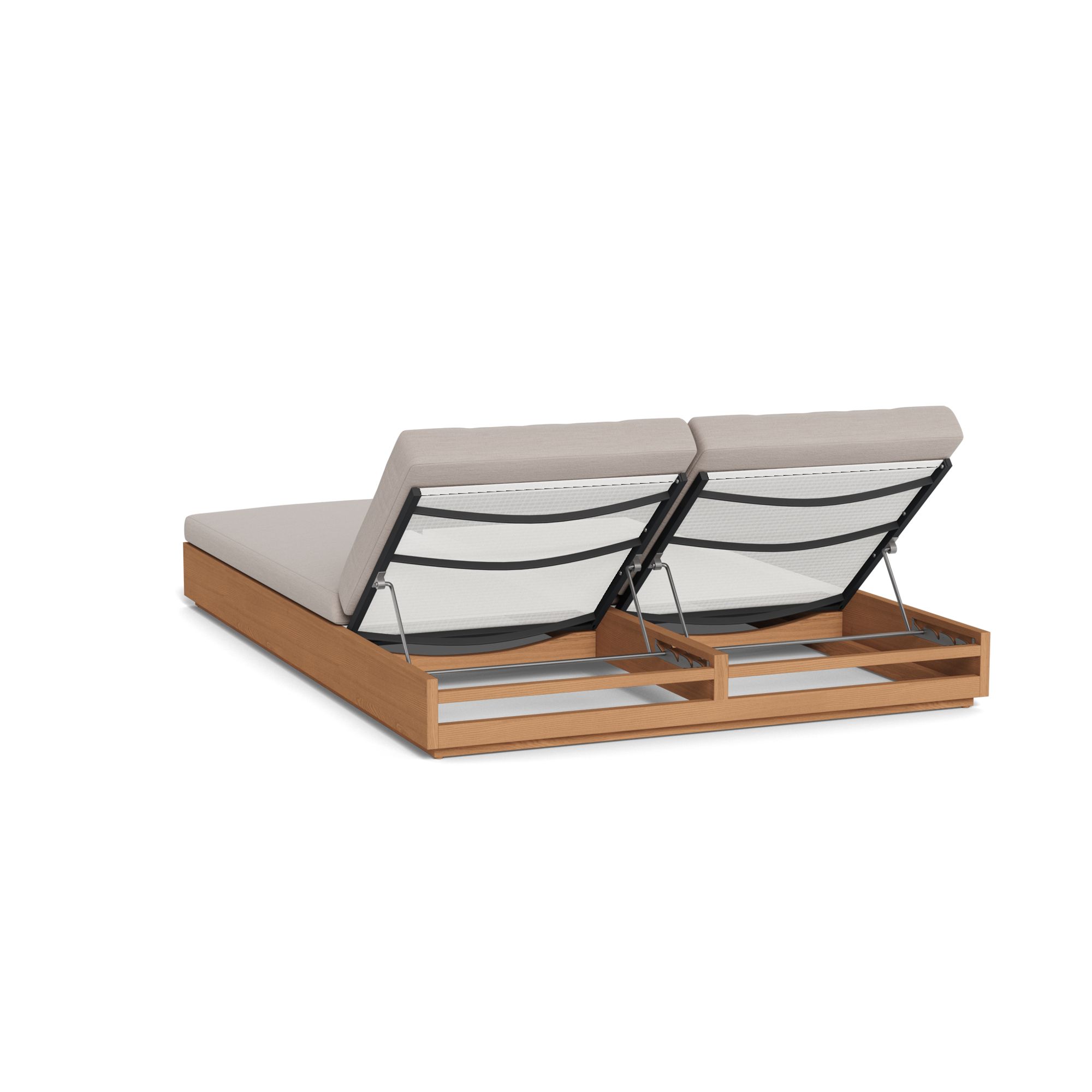 Harbour Hayman Teak Double Sun Lounge - Teak Natural, Panama Marble, Batyline White