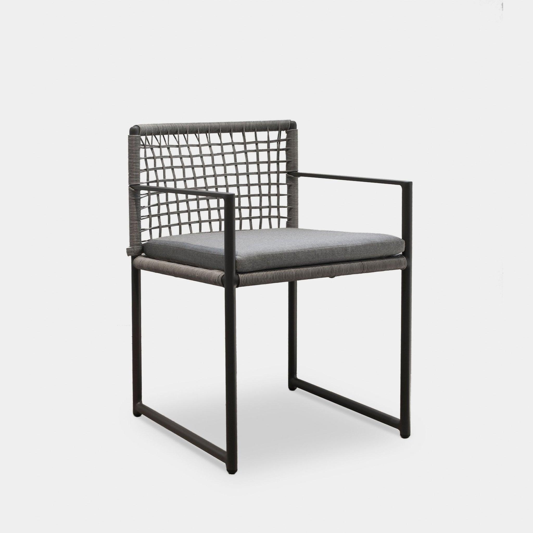 Harbour Loop Dining Chair - Aluminum Asteroid, Lisos Grafito, Wicker Gray