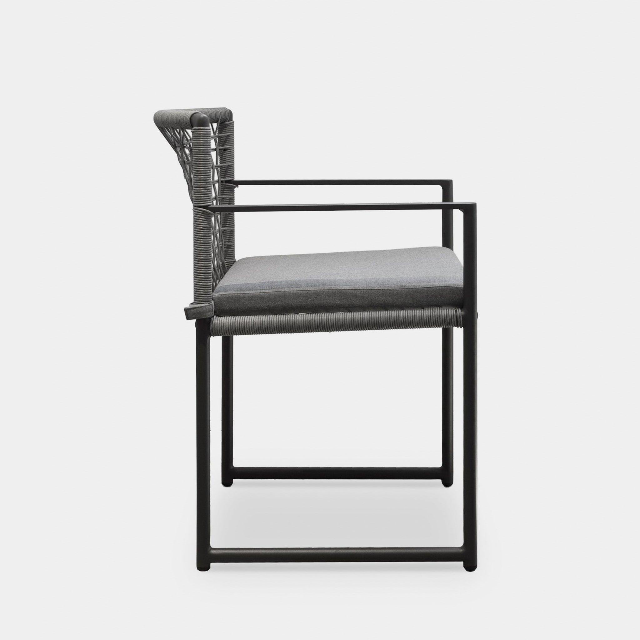 Harbour Loop Dining Chair - Aluminum Asteroid, Lisos Grafito, Wicker Gray