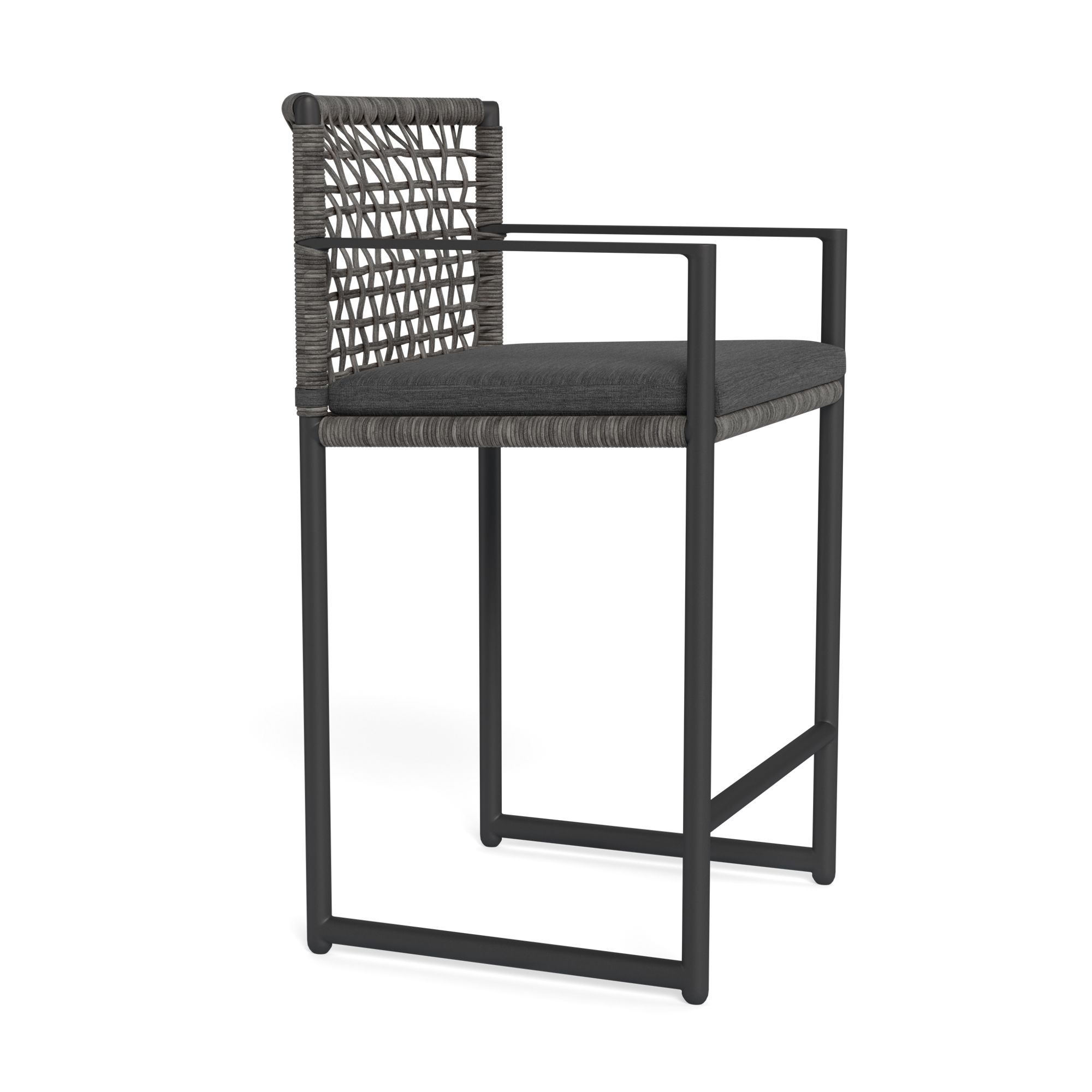 Harbour Loop Counter Stool - Aluminum Asteroid, Lisos Grafito, Wicker Gray