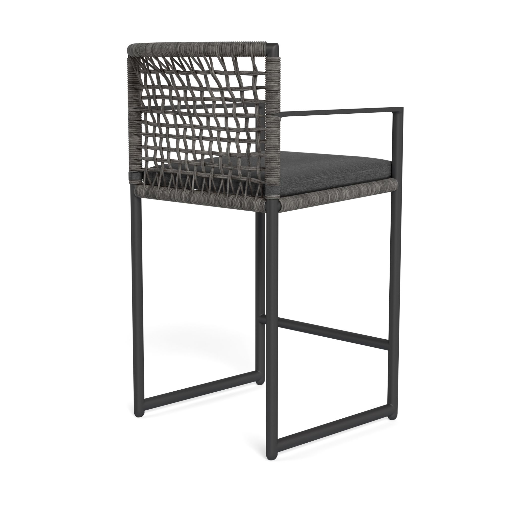 Harbour Loop Counter Stool - Aluminum Asteroid, Lisos Grafito, Wicker Gray