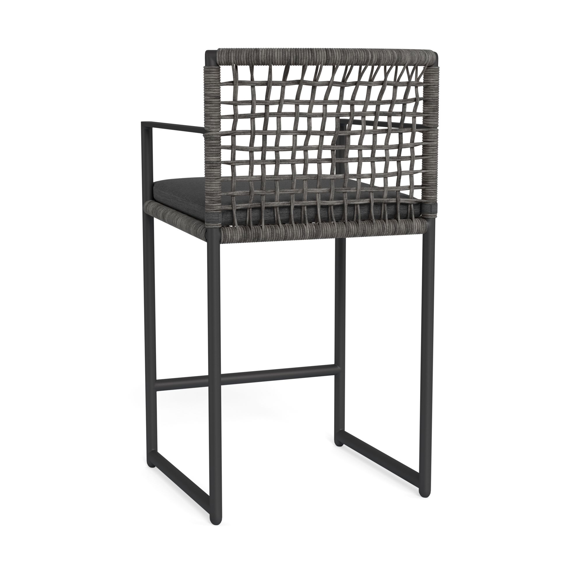 Harbour Loop Counter Stool - Aluminum Asteroid, Lisos Grafito, Wicker Gray