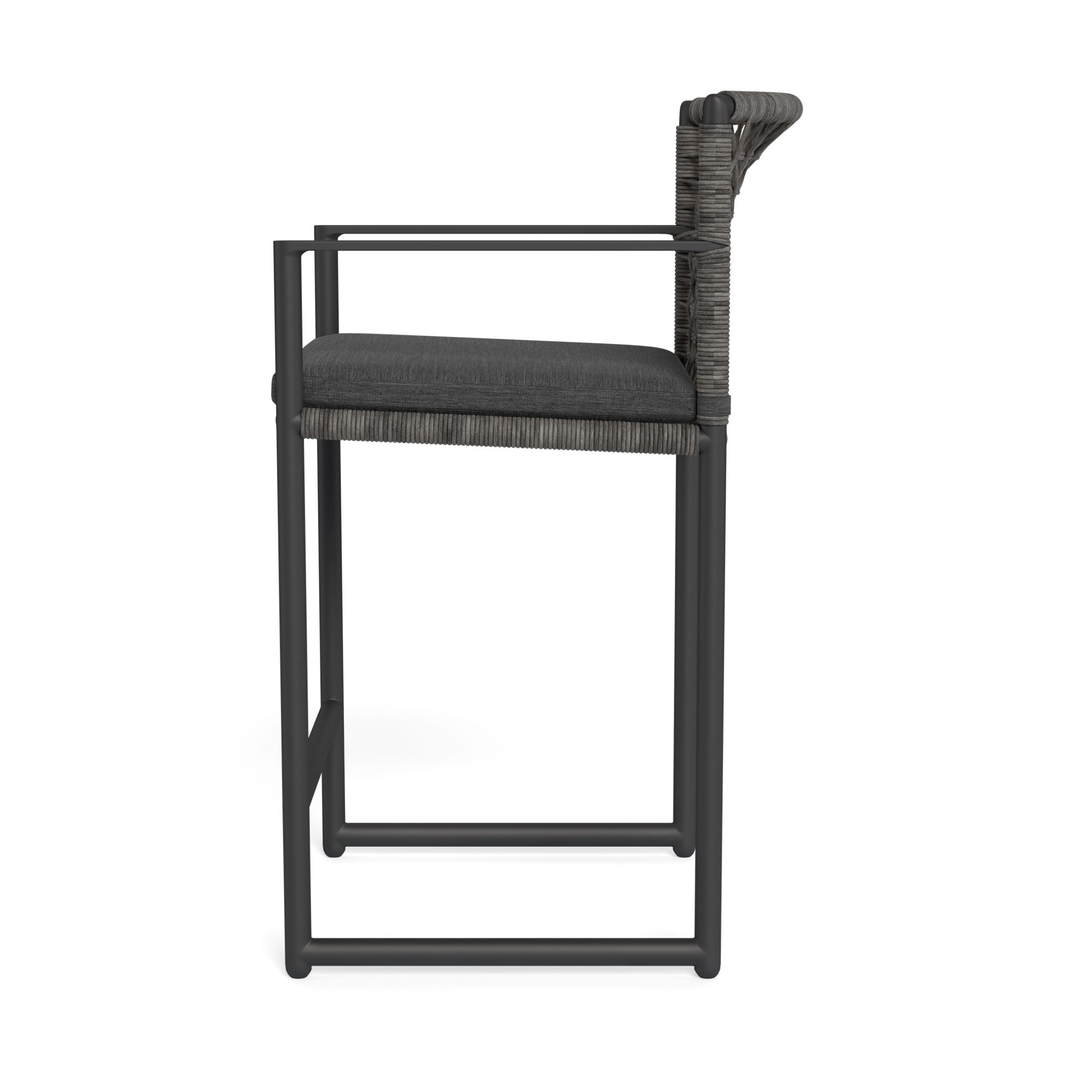 Harbour Loop Counter Stool - Aluminum Asteroid, Lisos Grafito, Wicker Gray