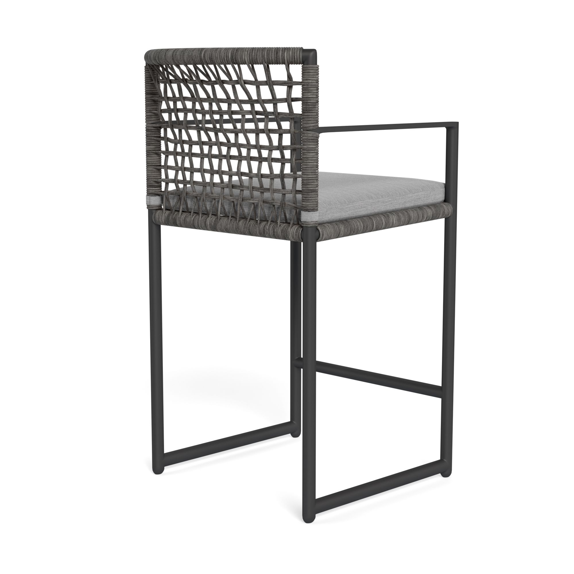 Harbour Loop Counter Stool - Aluminum Asteroid, Lisos Piedra, Wicker Gray