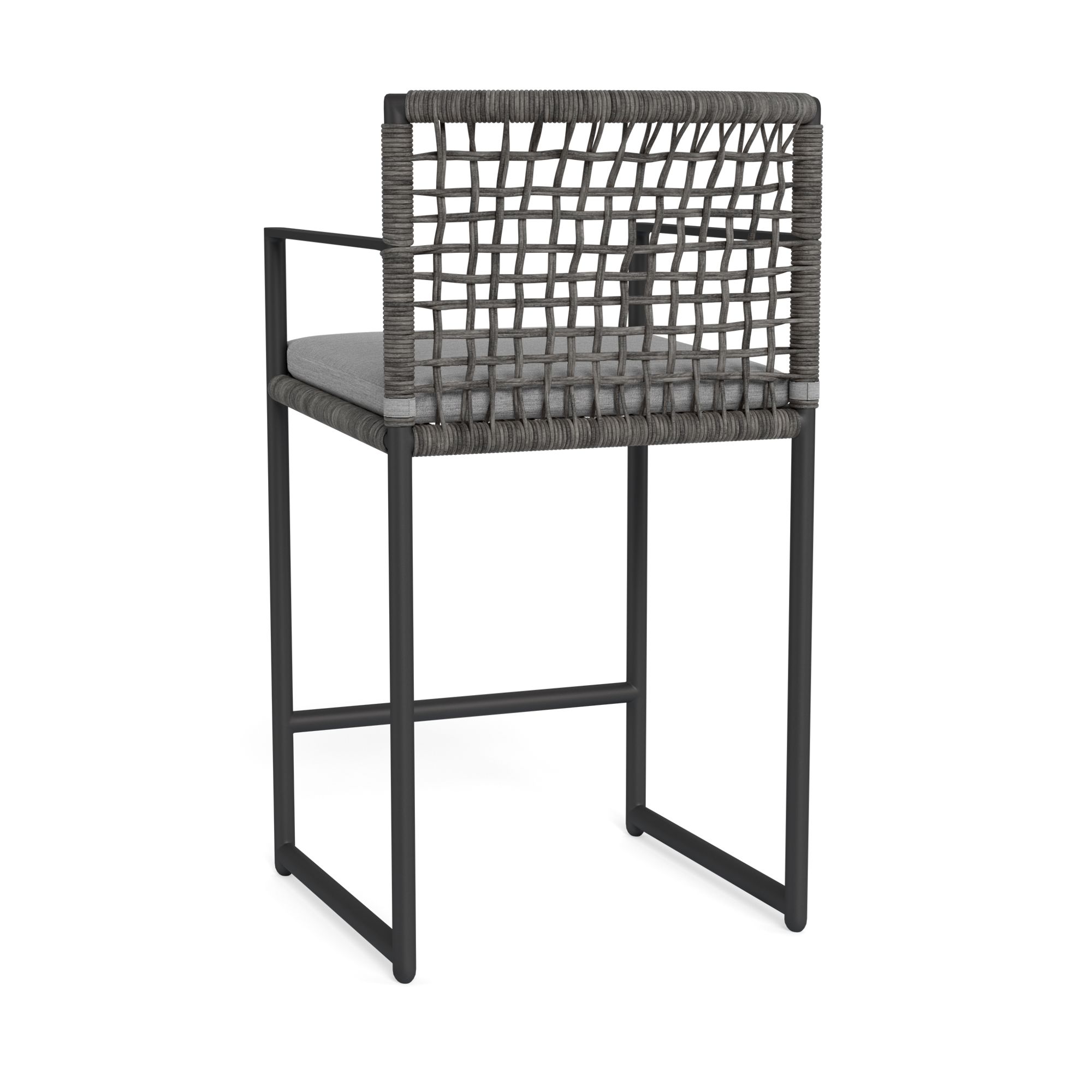 Harbour Loop Counter Stool - Aluminum Asteroid, Lisos Piedra, Wicker Gray