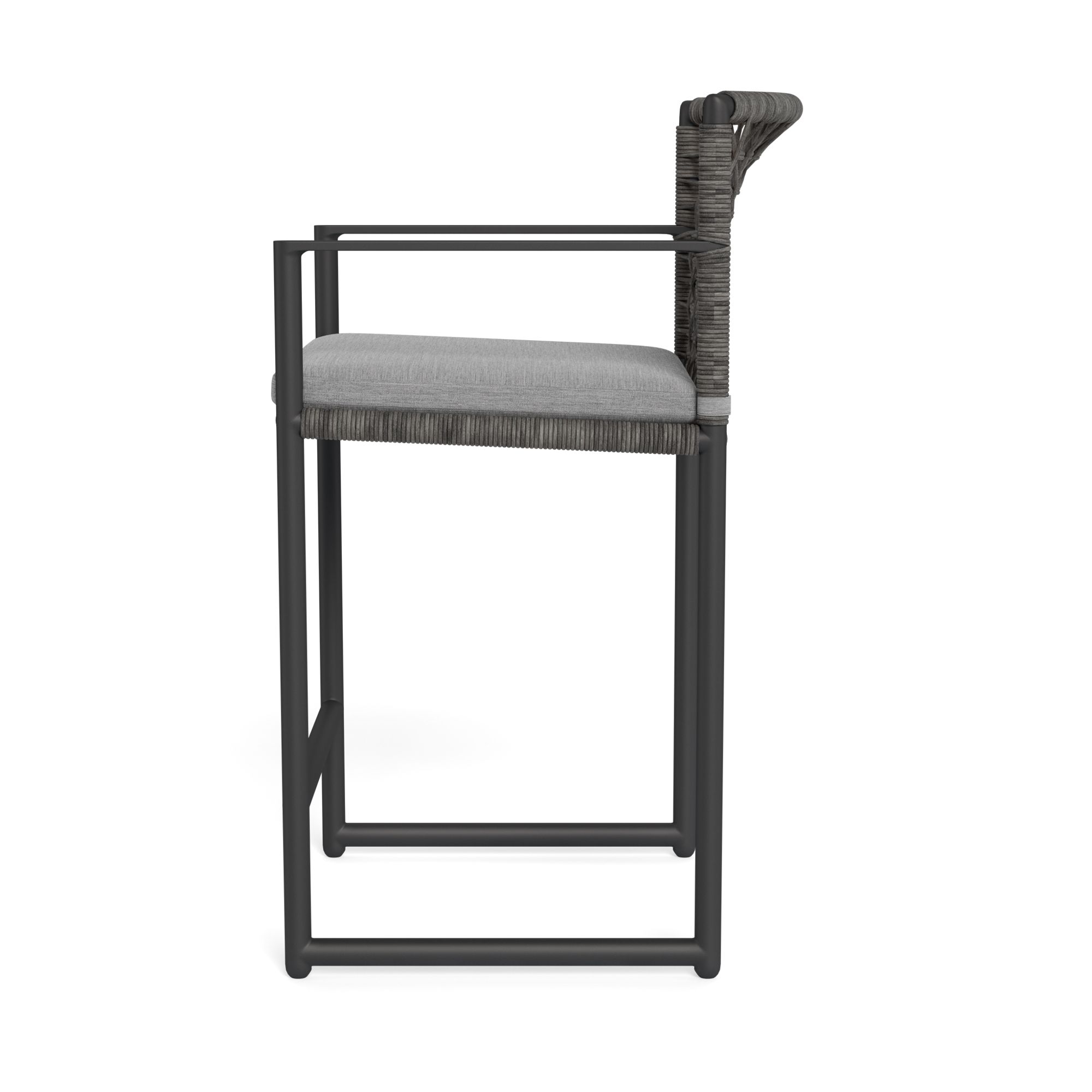 Harbour Loop Counter Stool - Aluminum Asteroid, Lisos Piedra, Wicker Gray