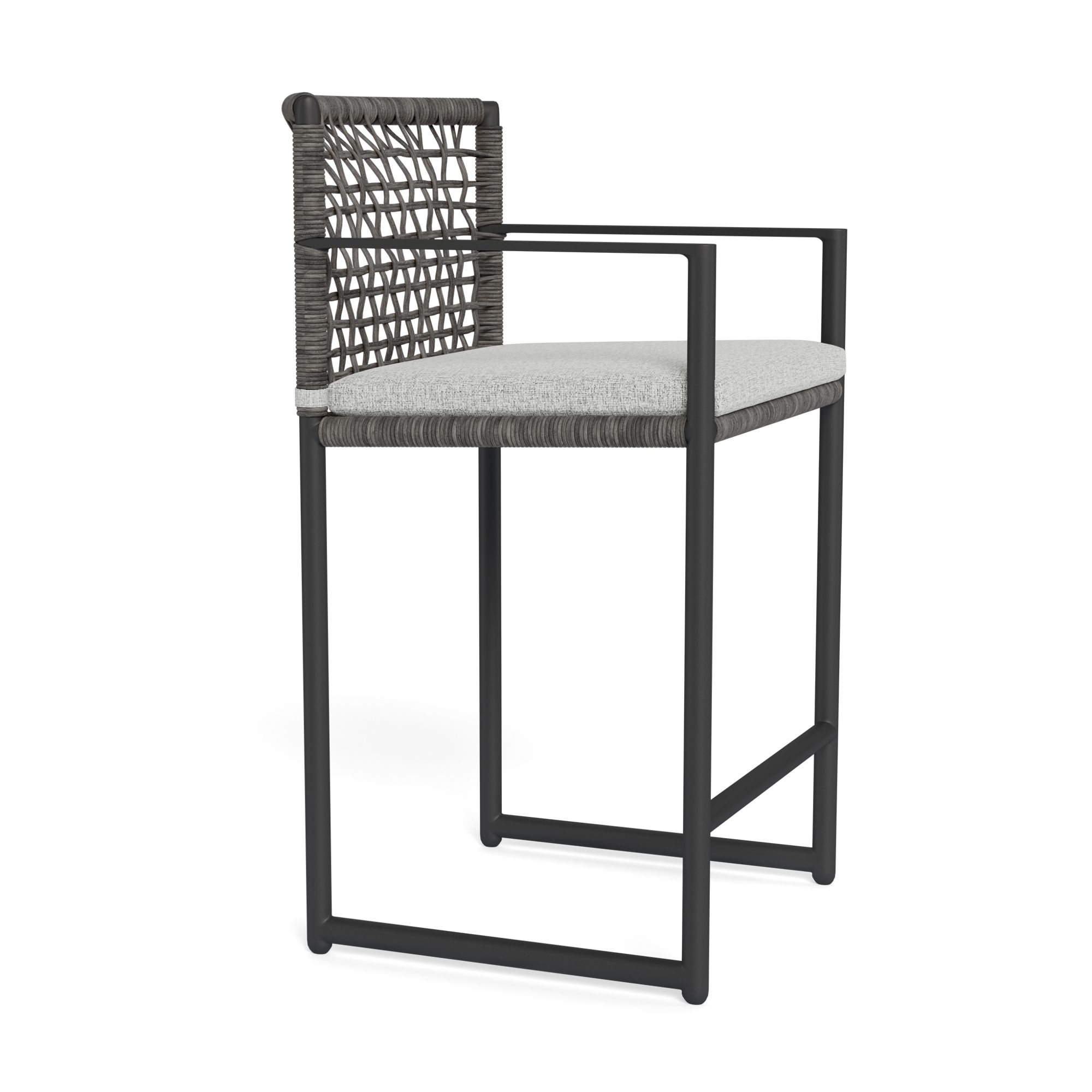 Harbour Loop Counter Stool - Aluminum Asteroid, Copacabana Sand, Wicker Gray