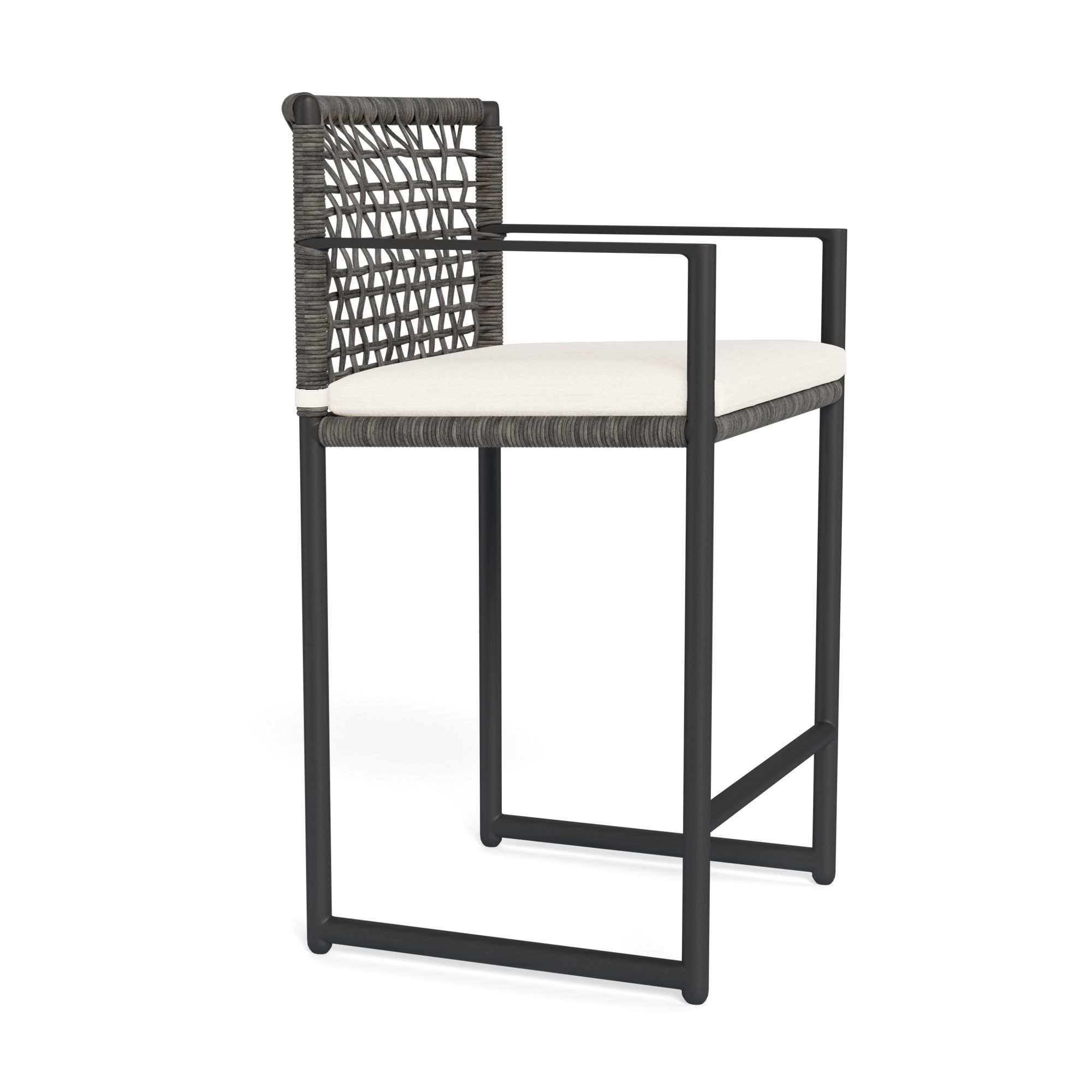 Harbour Loop Counter Stool - Aluminum Asteroid, Panama Blanco, Wicker Gray