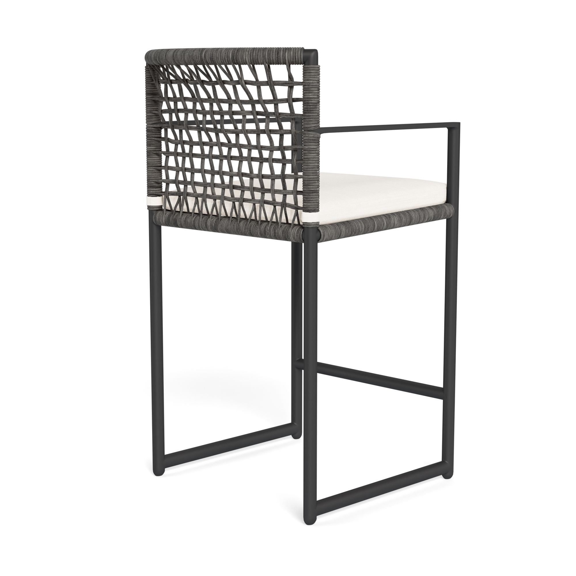 Harbour Loop Counter Stool - Aluminum Asteroid, Panama Blanco, Wicker Gray