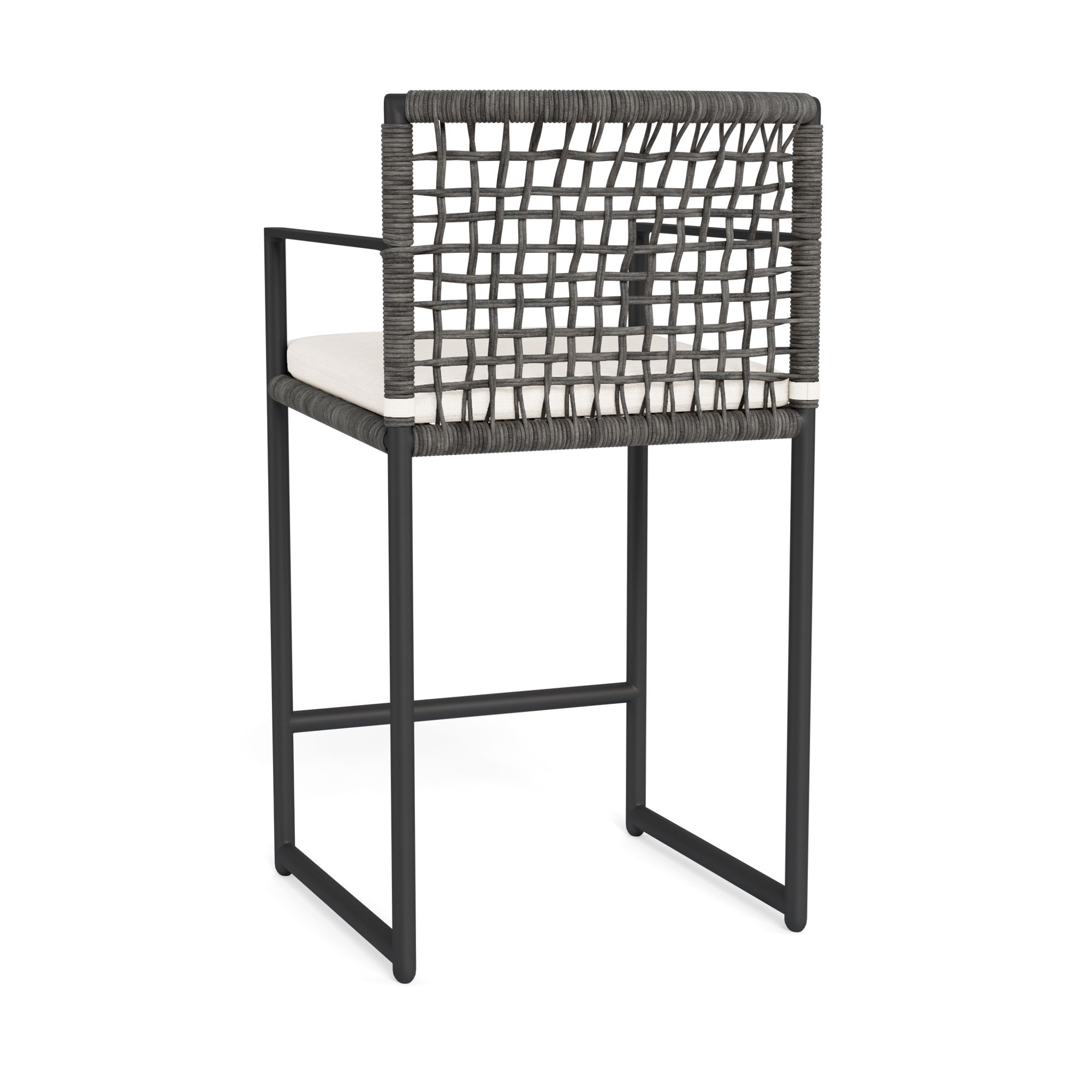 Harbour Loop Counter Stool - Aluminum Asteroid, Panama Blanco, Wicker Gray