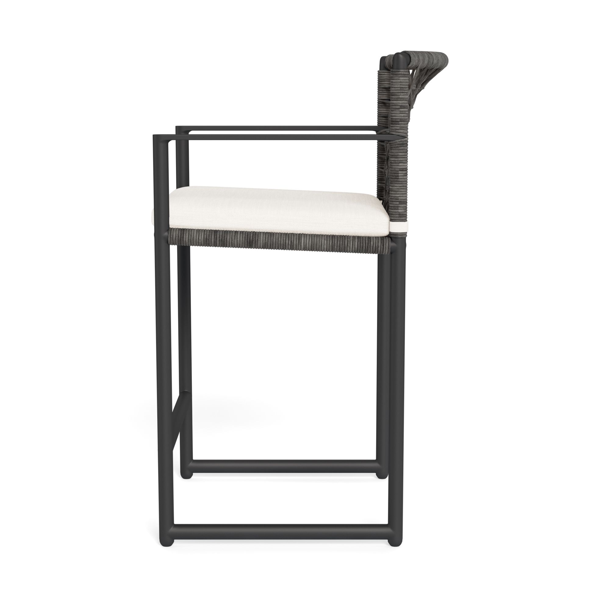 Harbour Loop Counter Stool - Aluminum Asteroid, Panama Blanco, Wicker Gray