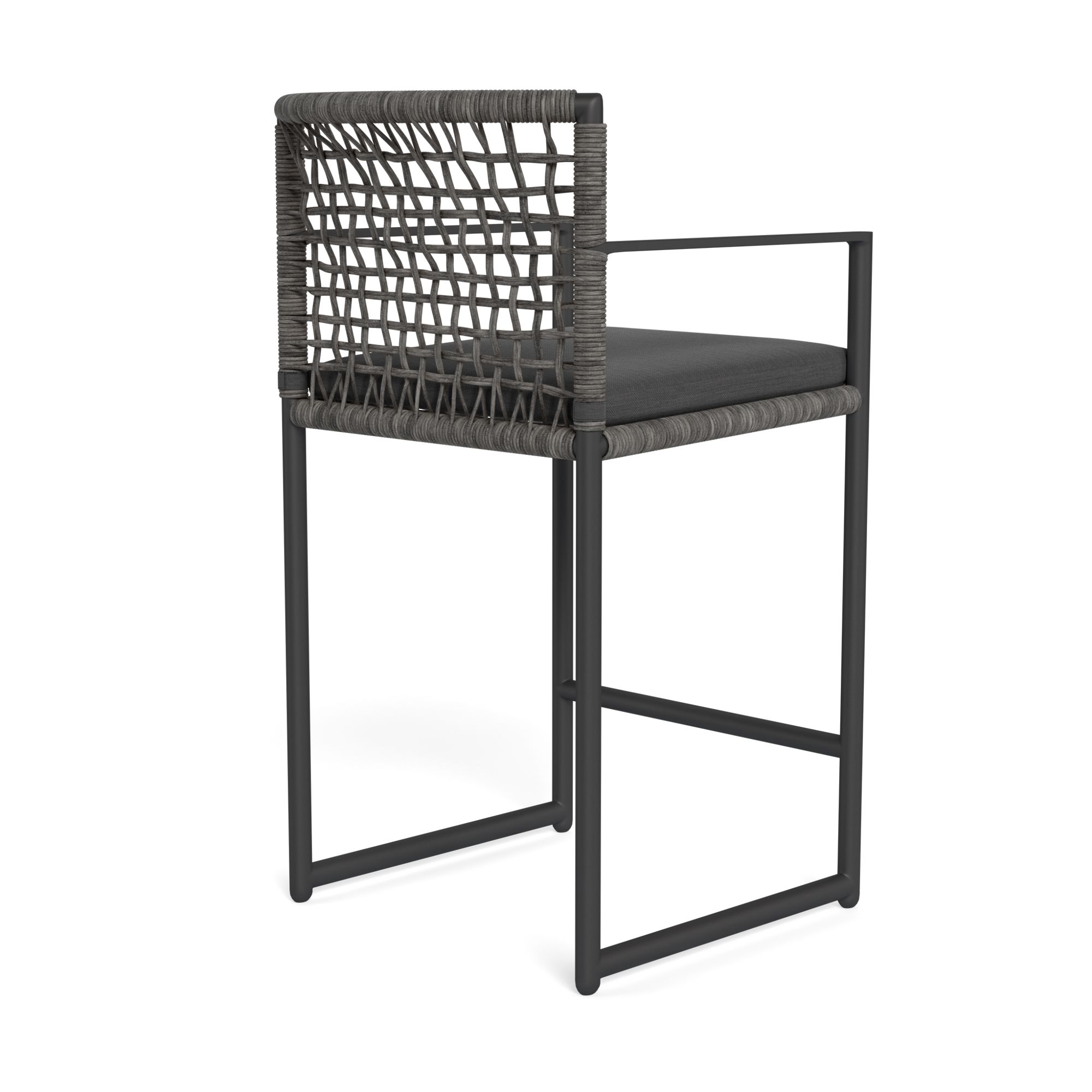 Harbour Loop Counter Stool - Aluminum Asteroid, Panama Grafito, Wicker Gray