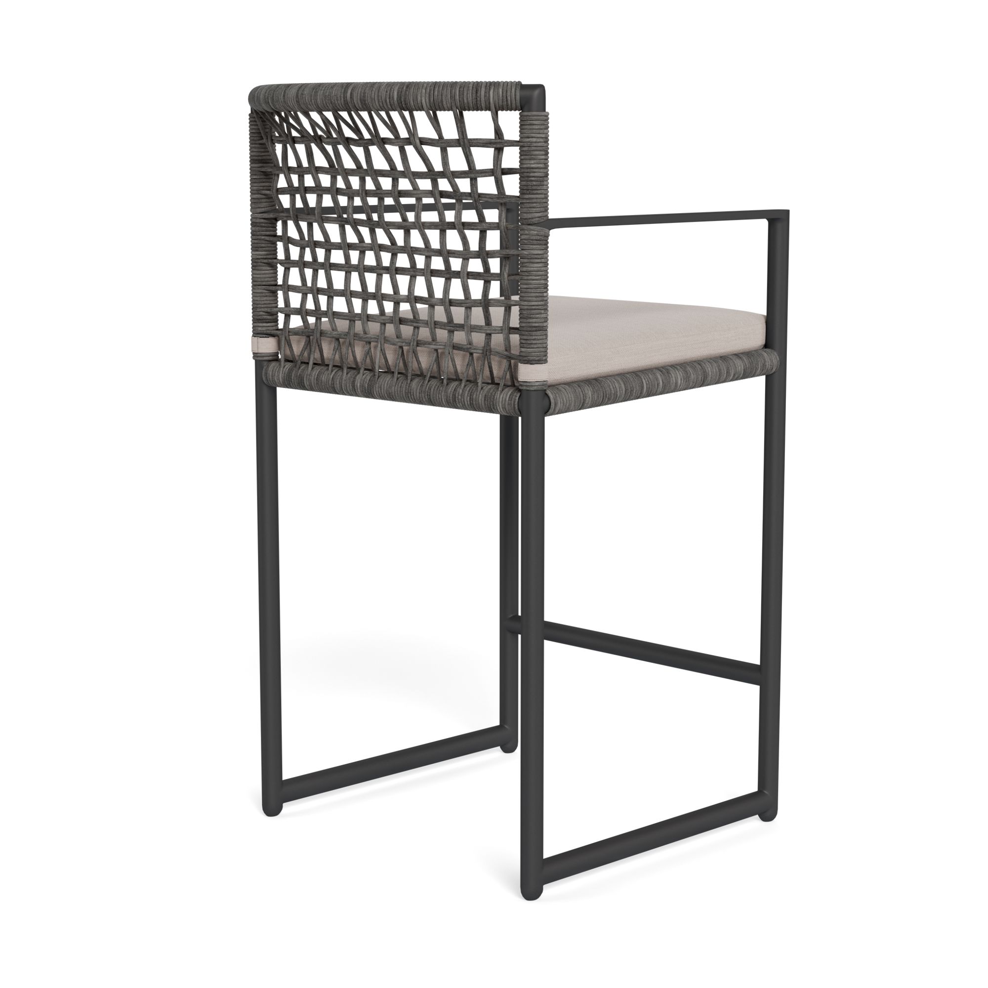 Harbour Loop Counter Stool - Aluminum Asteroid, Panama Marble, Wicker Gray