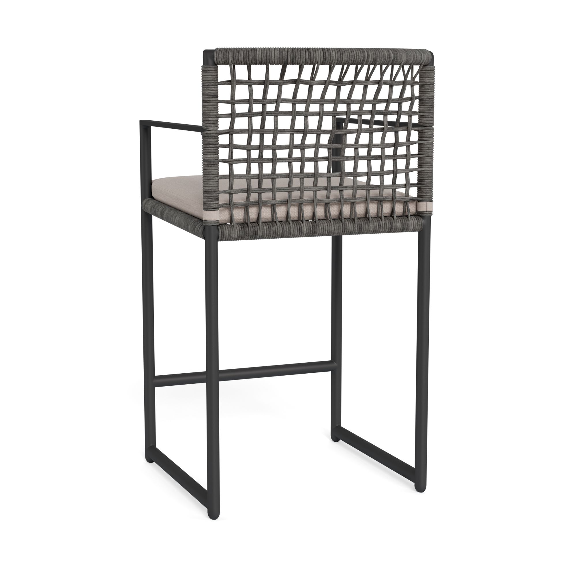 Harbour Loop Counter Stool - Aluminum Asteroid, Panama Marble, Wicker Gray