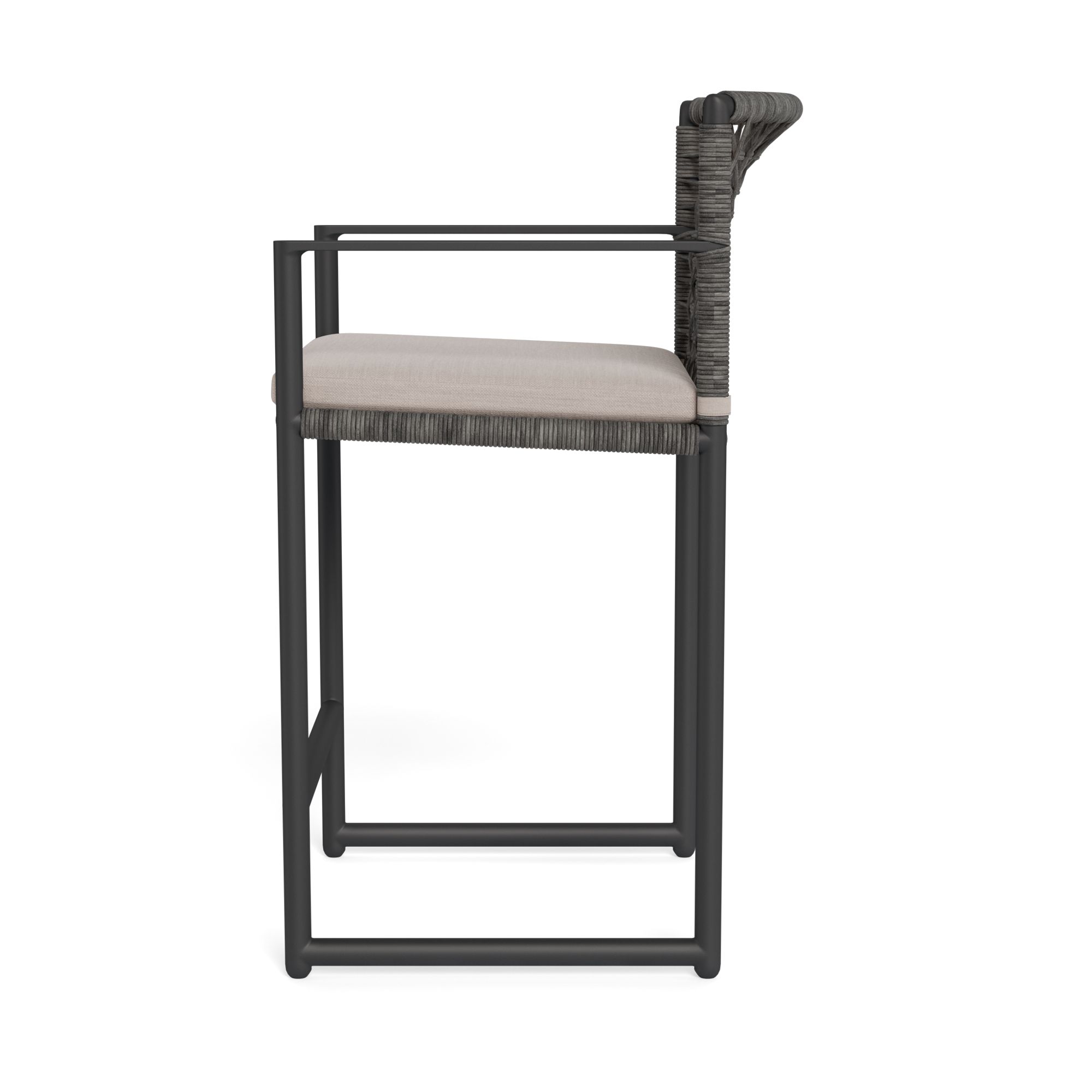 Harbour Loop Counter Stool - Aluminum Asteroid, Panama Marble, Wicker Gray