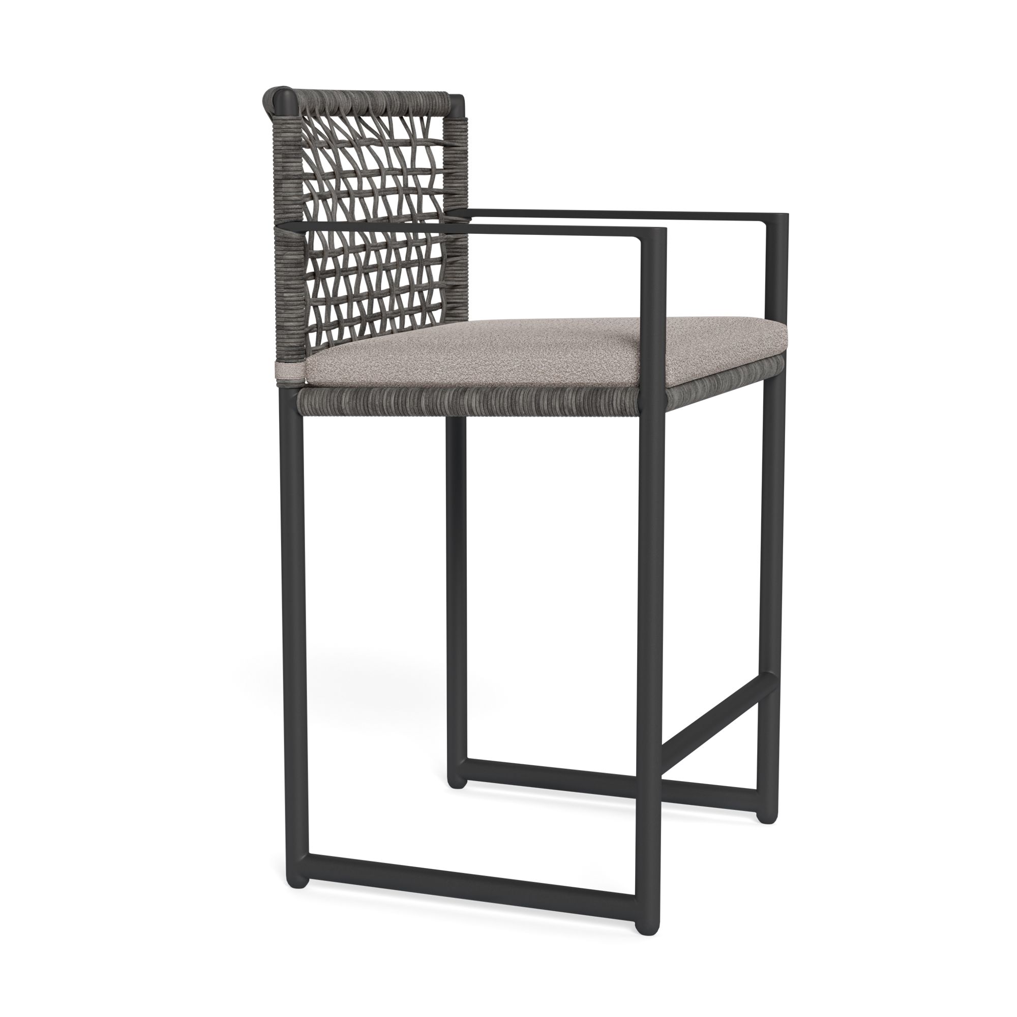 Harbour Loop Counter Stool - Aluminum Asteroid, Riviera Stone, Wicker Gray