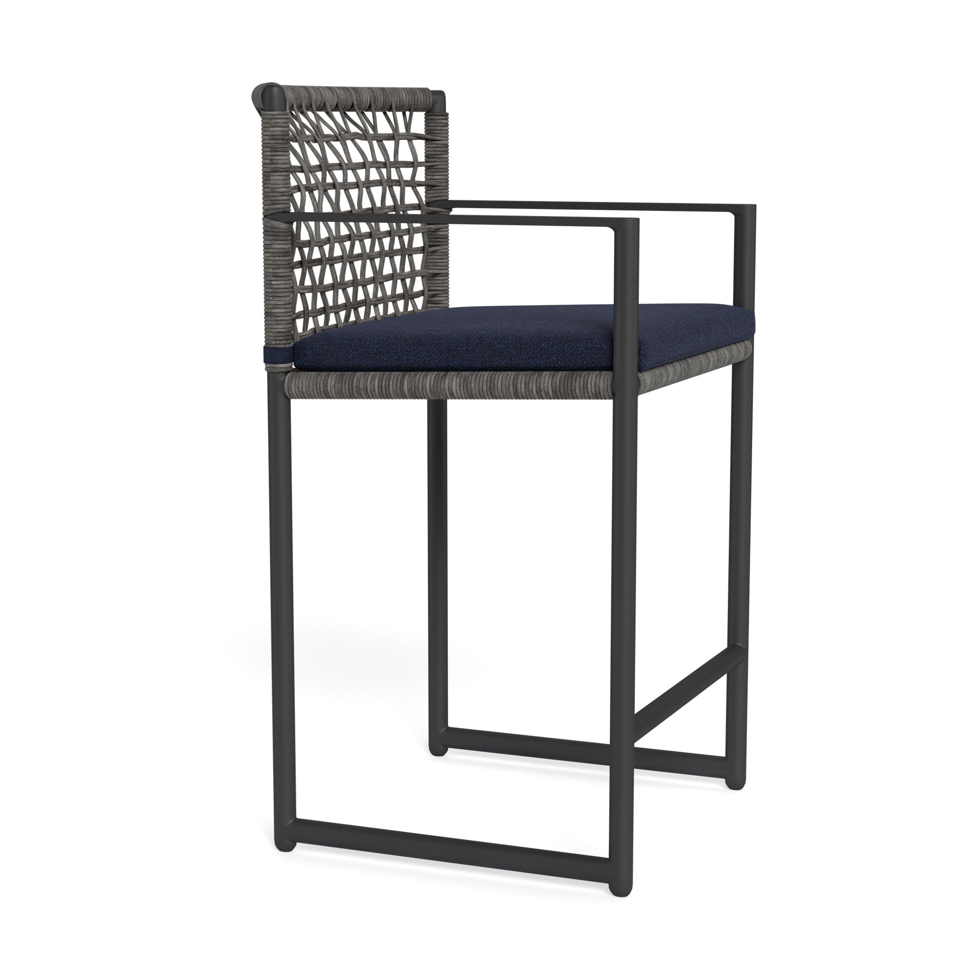 Harbour Loop Counter Stool - Aluminum Asteroid, Siesta Indigo, Wicker Gray