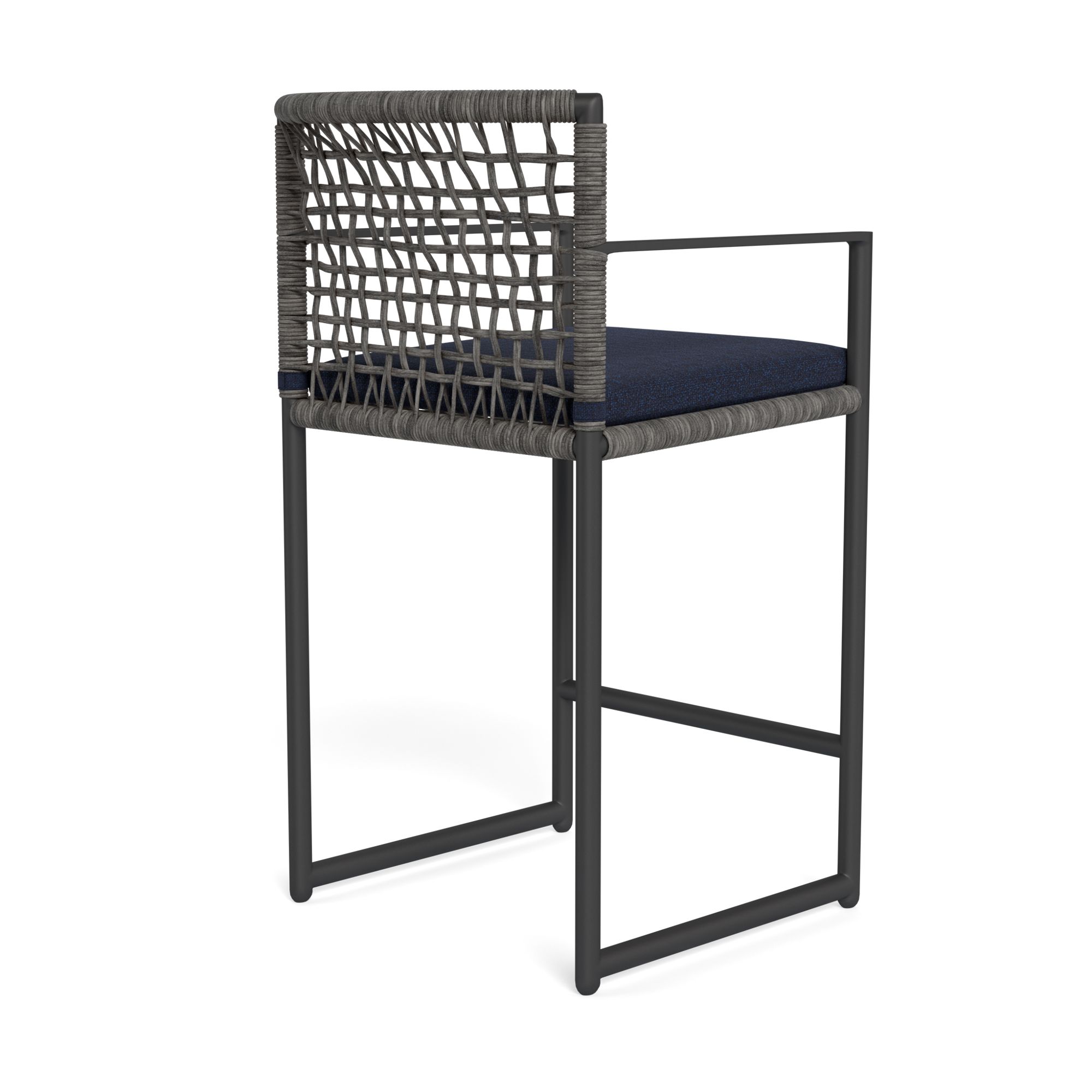 Harbour Loop Counter Stool - Aluminum Asteroid, Siesta Indigo, Wicker Gray