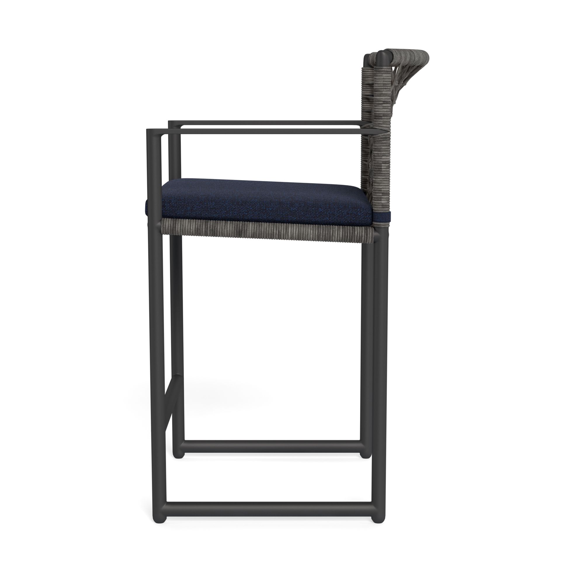 Harbour Loop Counter Stool - Aluminum Asteroid, Siesta Indigo, Wicker Gray