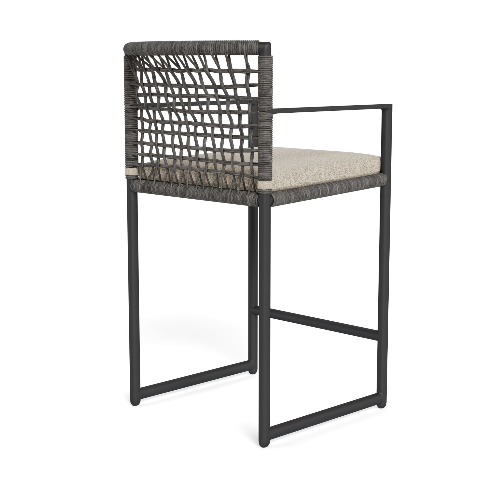 Harbour Loop Counter Stool - Aluminum Asteroid, Siesta Taupe, Wicker Gray