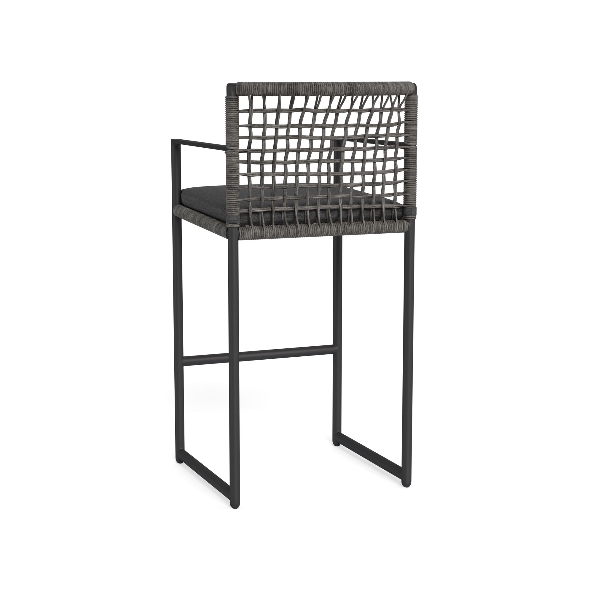 Harbour Loop Bar Stool - Aluminum Asteroid, Lisos Grafito, Wicker Gray