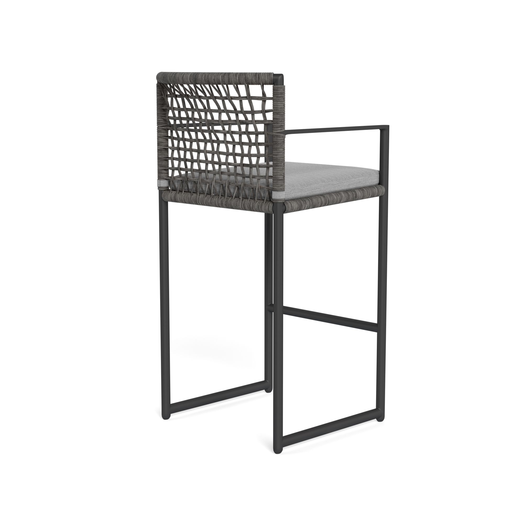 Harbour Loop Bar Stool - Aluminum Asteroid, Lisos Piedra, Wicker Gray