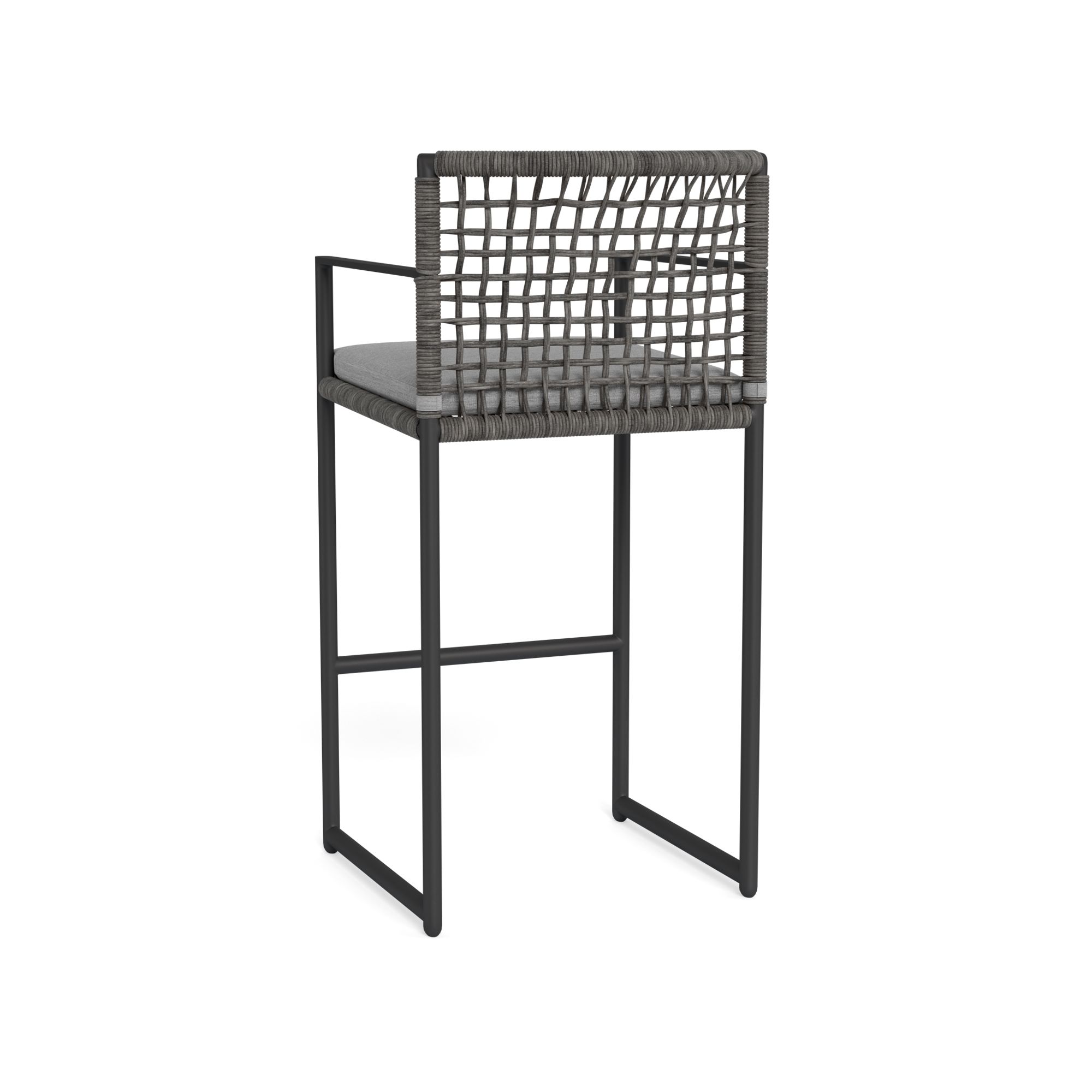 Harbour Loop Bar Stool - Aluminum Asteroid, Lisos Piedra, Wicker Gray