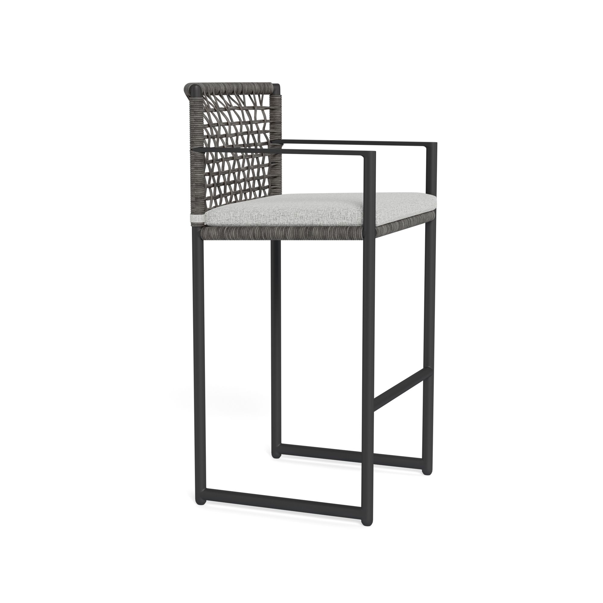 Harbour Loop Bar Stool - Aluminum Asteroid, Copacabana Sand, Wicker Gray