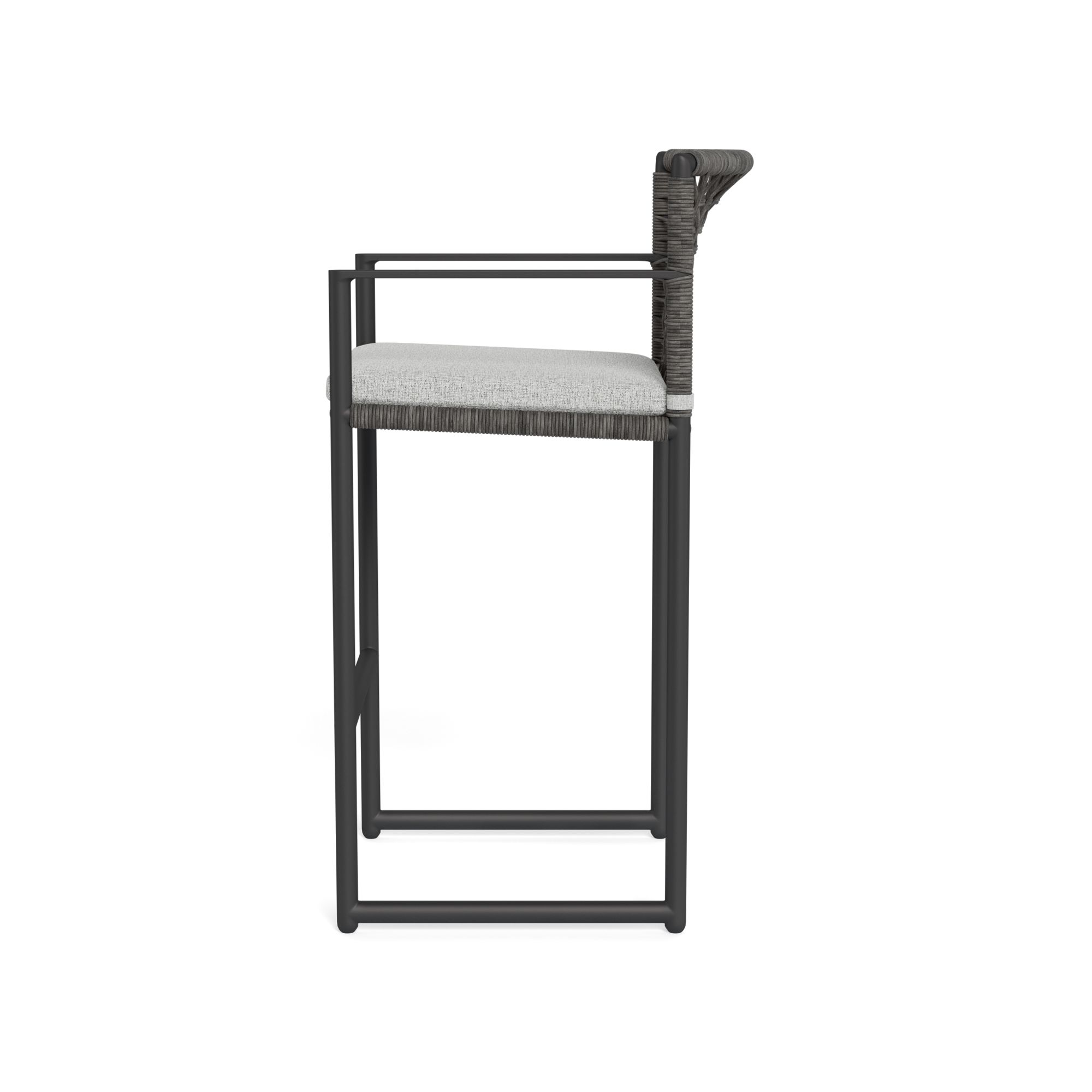 Harbour Loop Bar Stool - Aluminum Asteroid, Copacabana Sand, Wicker Gray