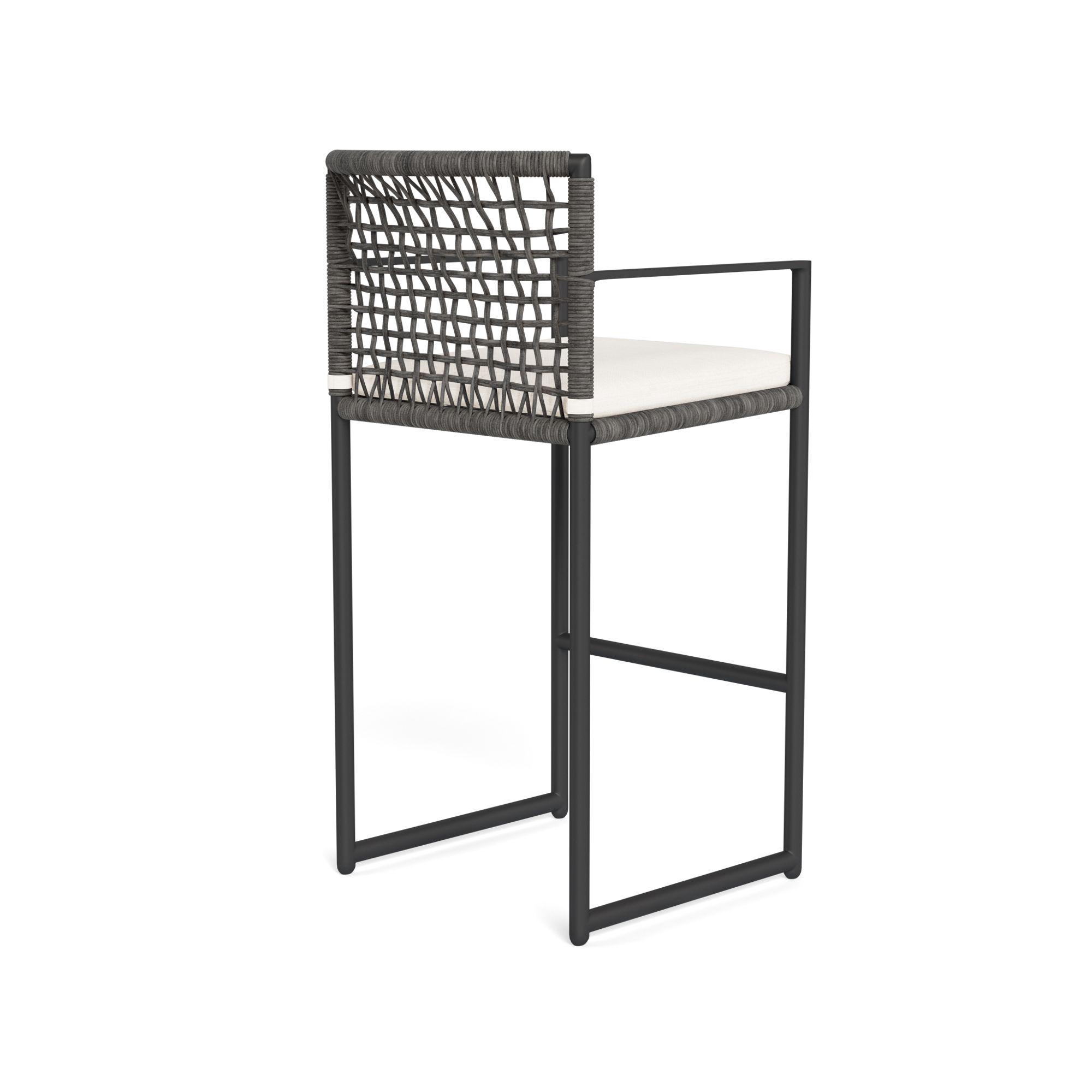 Harbour Loop Bar Stool - Aluminum Asteroid, Panama Blanco, Wicker Gray