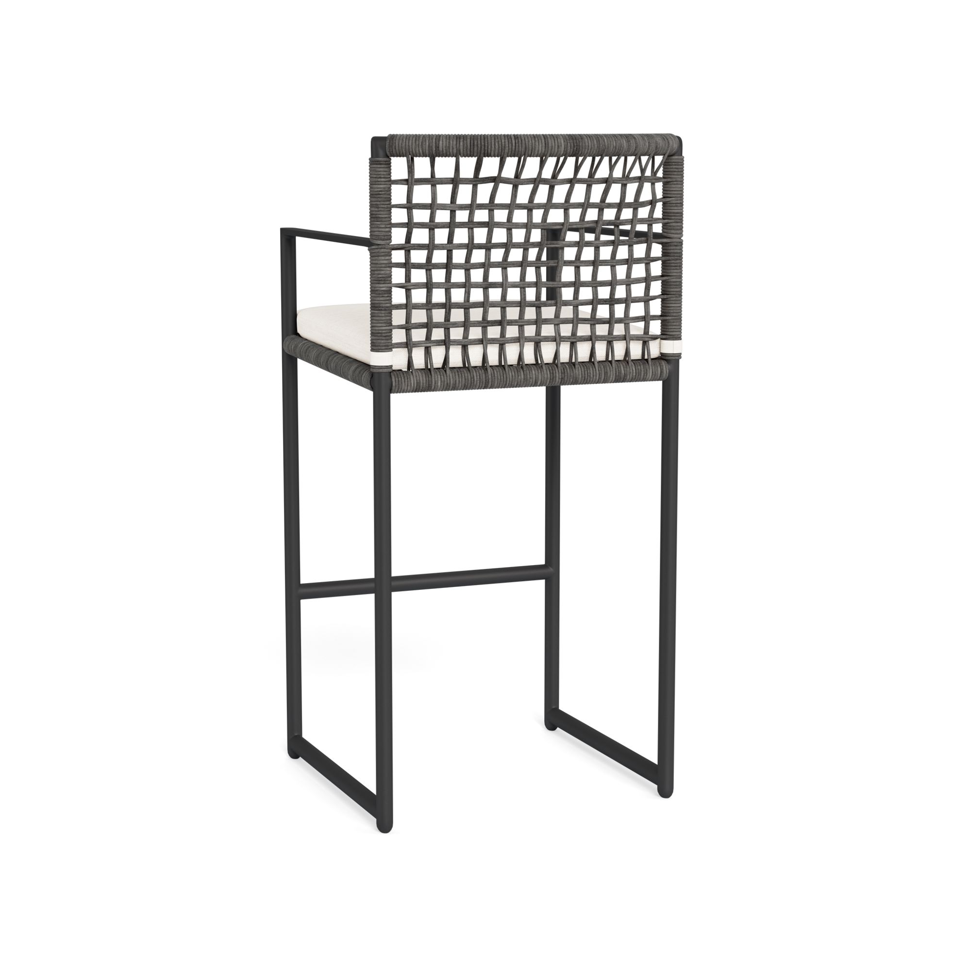 Harbour Loop Bar Stool - Aluminum Asteroid, Panama Blanco, Wicker Gray