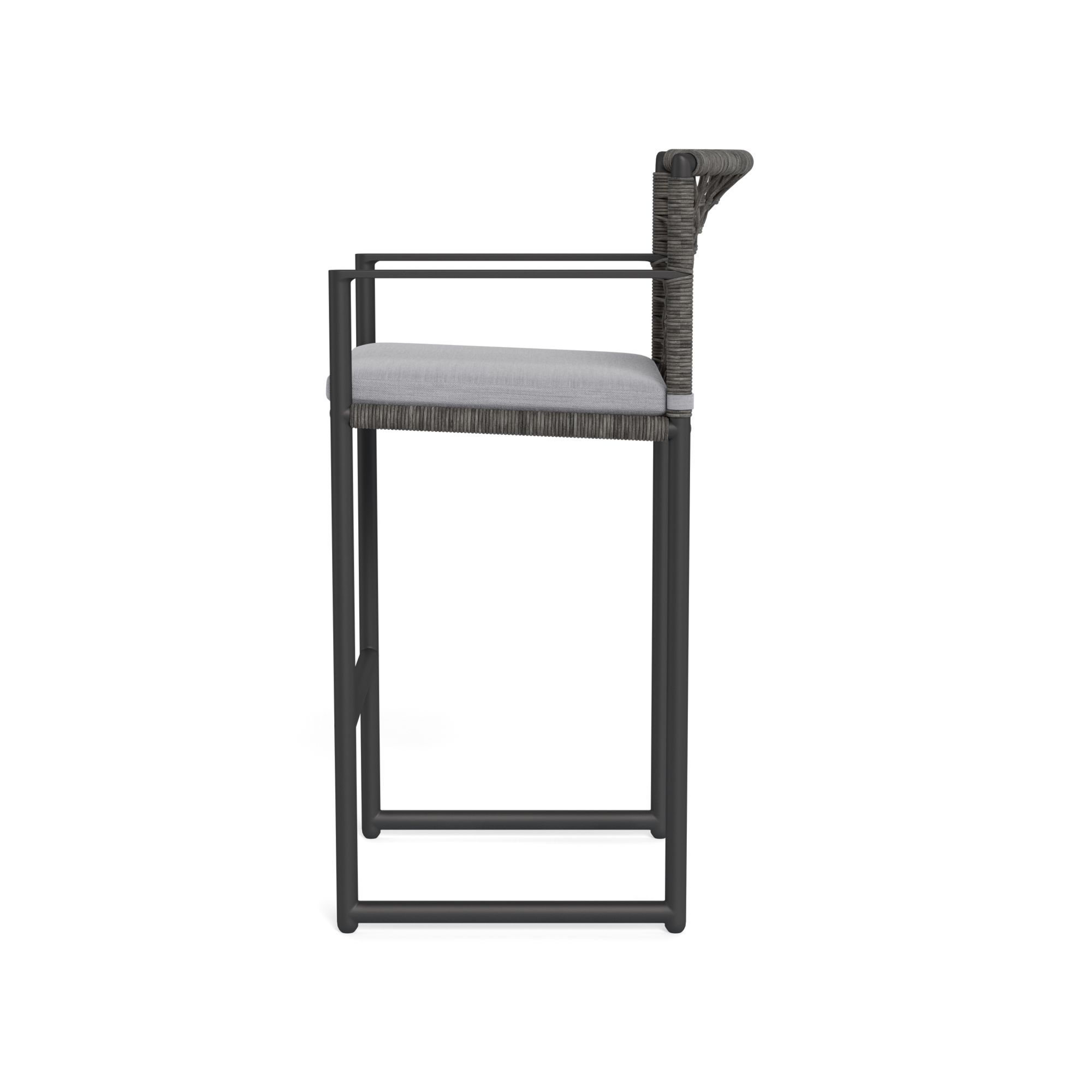 Harbour Loop Bar Stool - Aluminum Asteroid, Panama Cloud, Wicker Gray