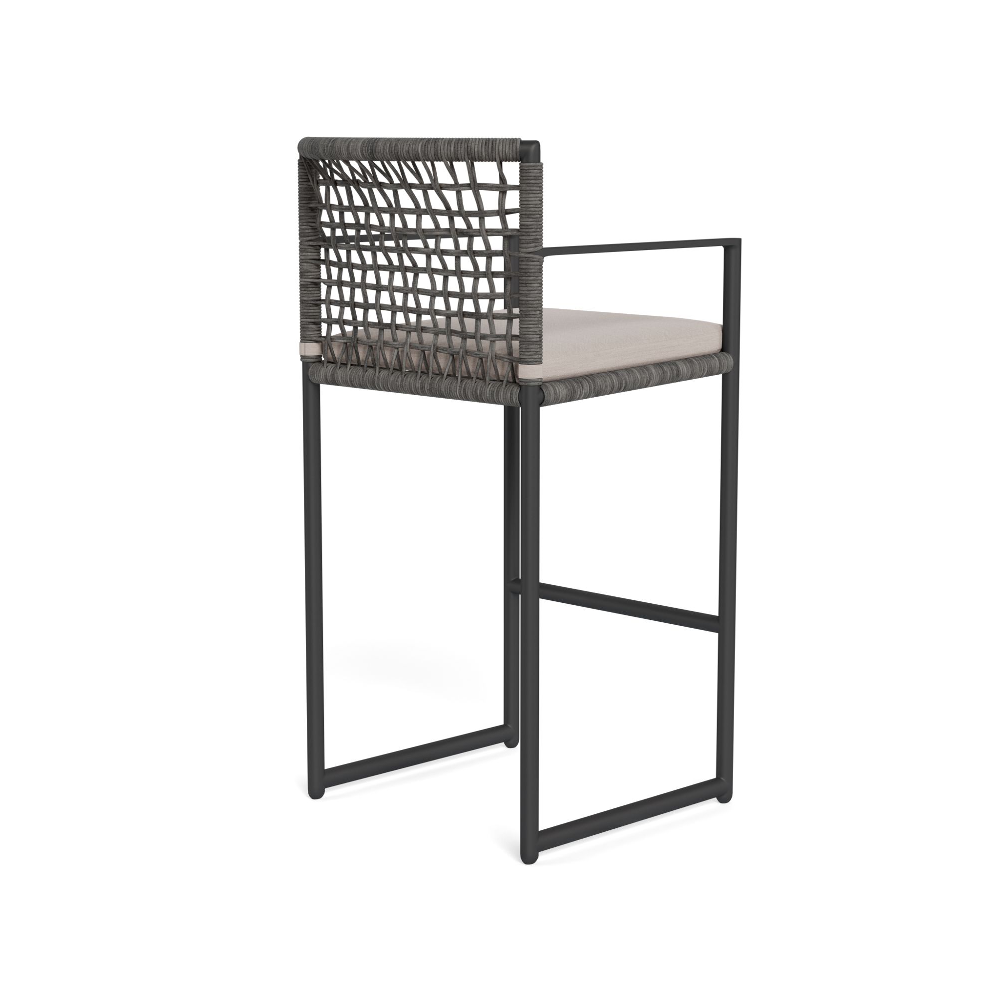 Harbour Loop Bar Stool - Aluminum Asteroid, Panama Marble, Wicker Gray