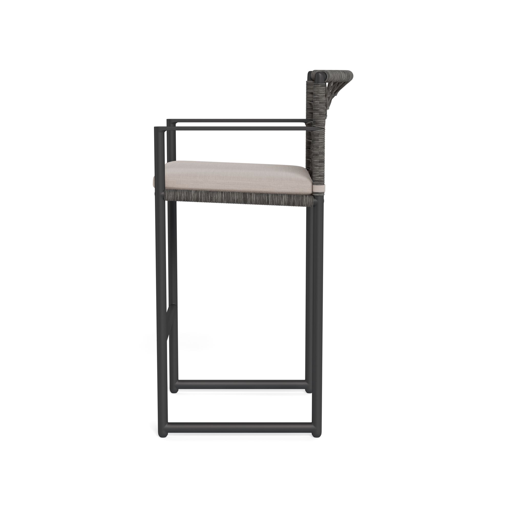 Harbour Loop Bar Stool - Aluminum Asteroid, Panama Marble, Wicker Gray