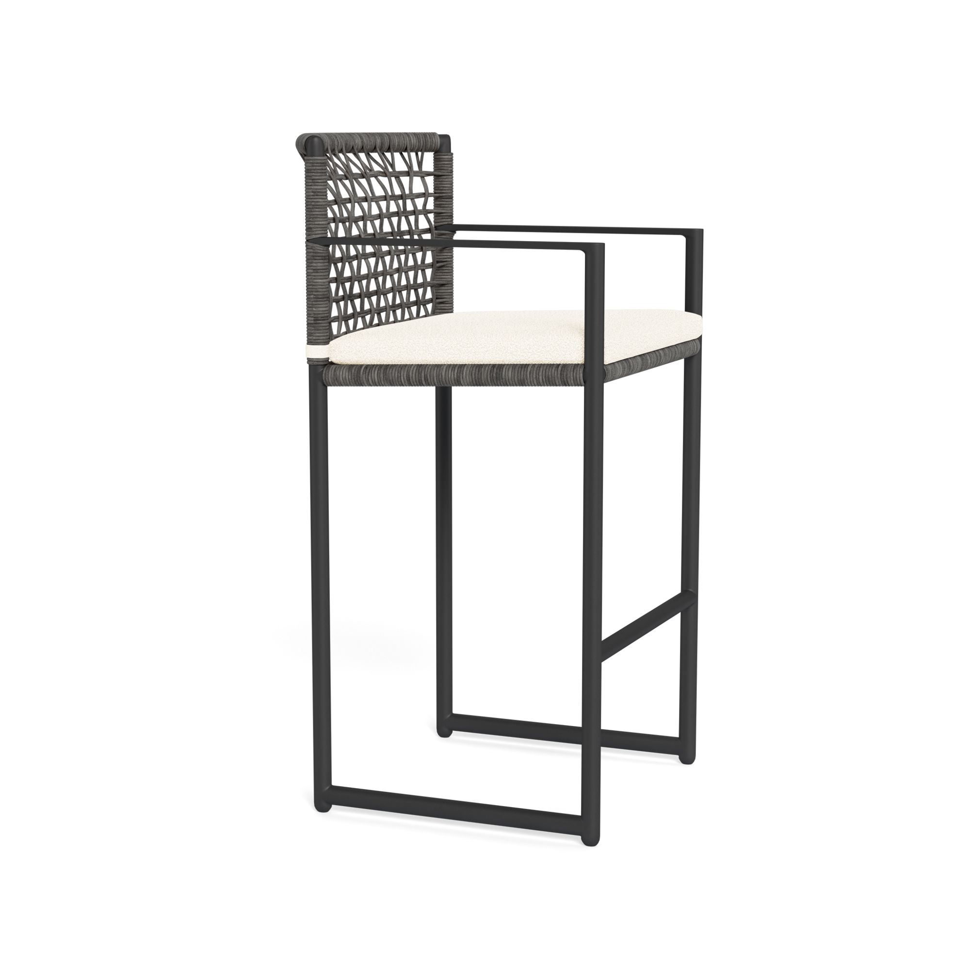 Harbour Loop Bar Stool - Aluminum Asteroid, Riviera Ivory, Wicker Gray