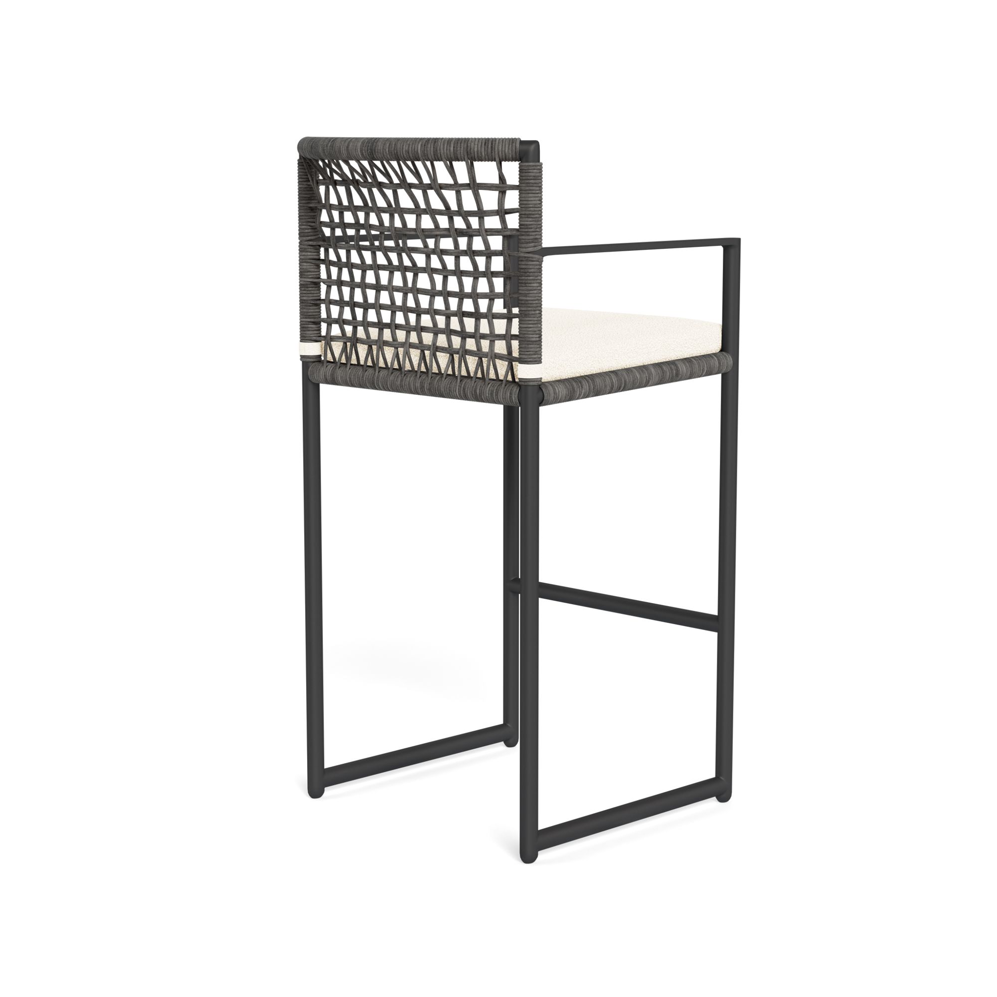 Harbour Loop Bar Stool - Aluminum Asteroid, Riviera Ivory, Wicker Gray