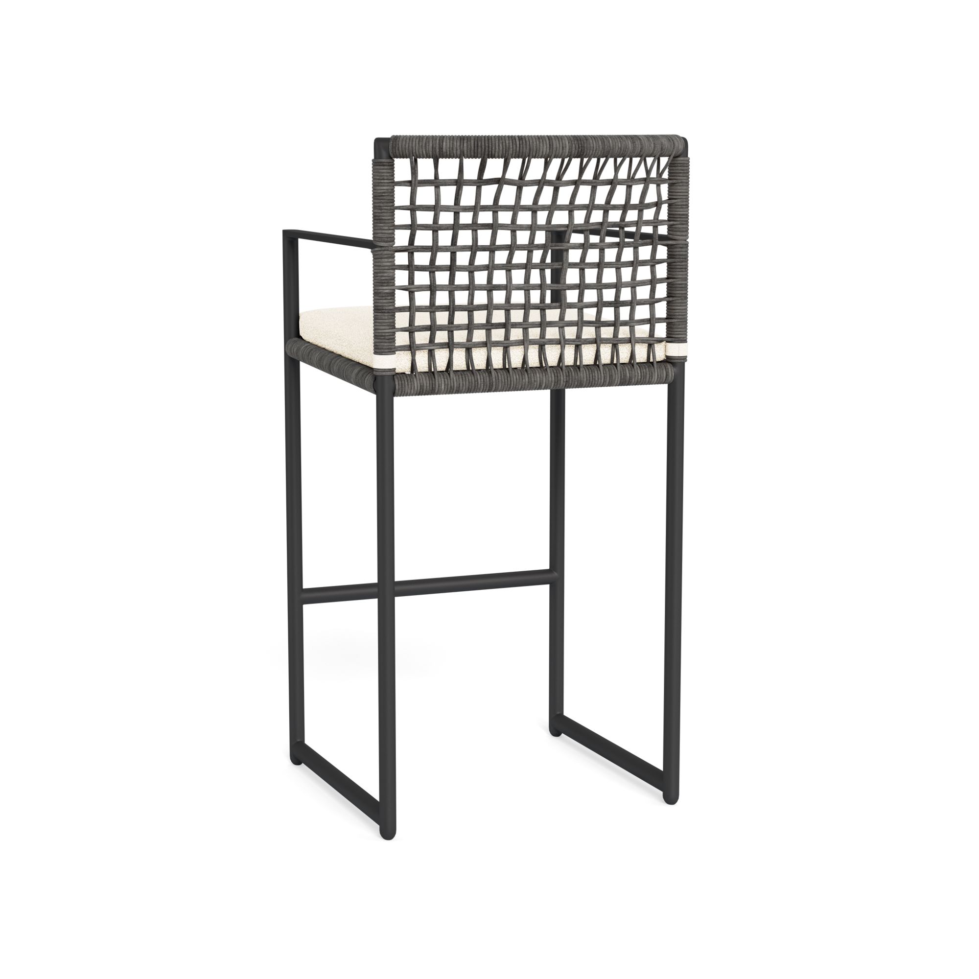 Harbour Loop Bar Stool - Aluminum Asteroid, Riviera Ivory, Wicker Gray