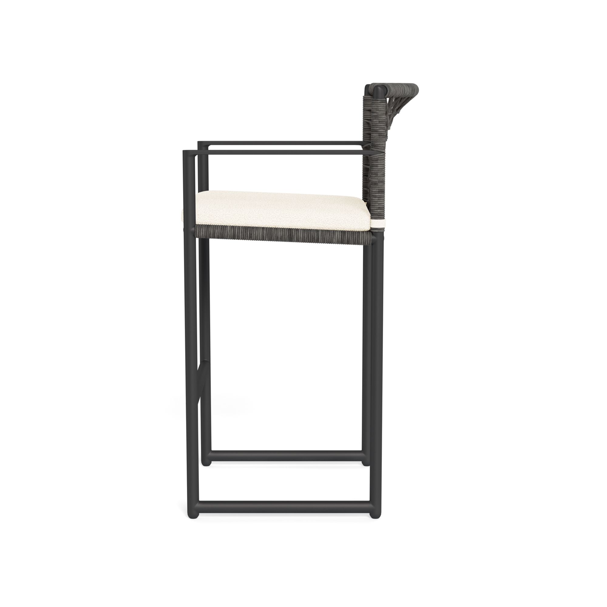 Harbour Loop Bar Stool - Aluminum Asteroid, Riviera Ivory, Wicker Gray