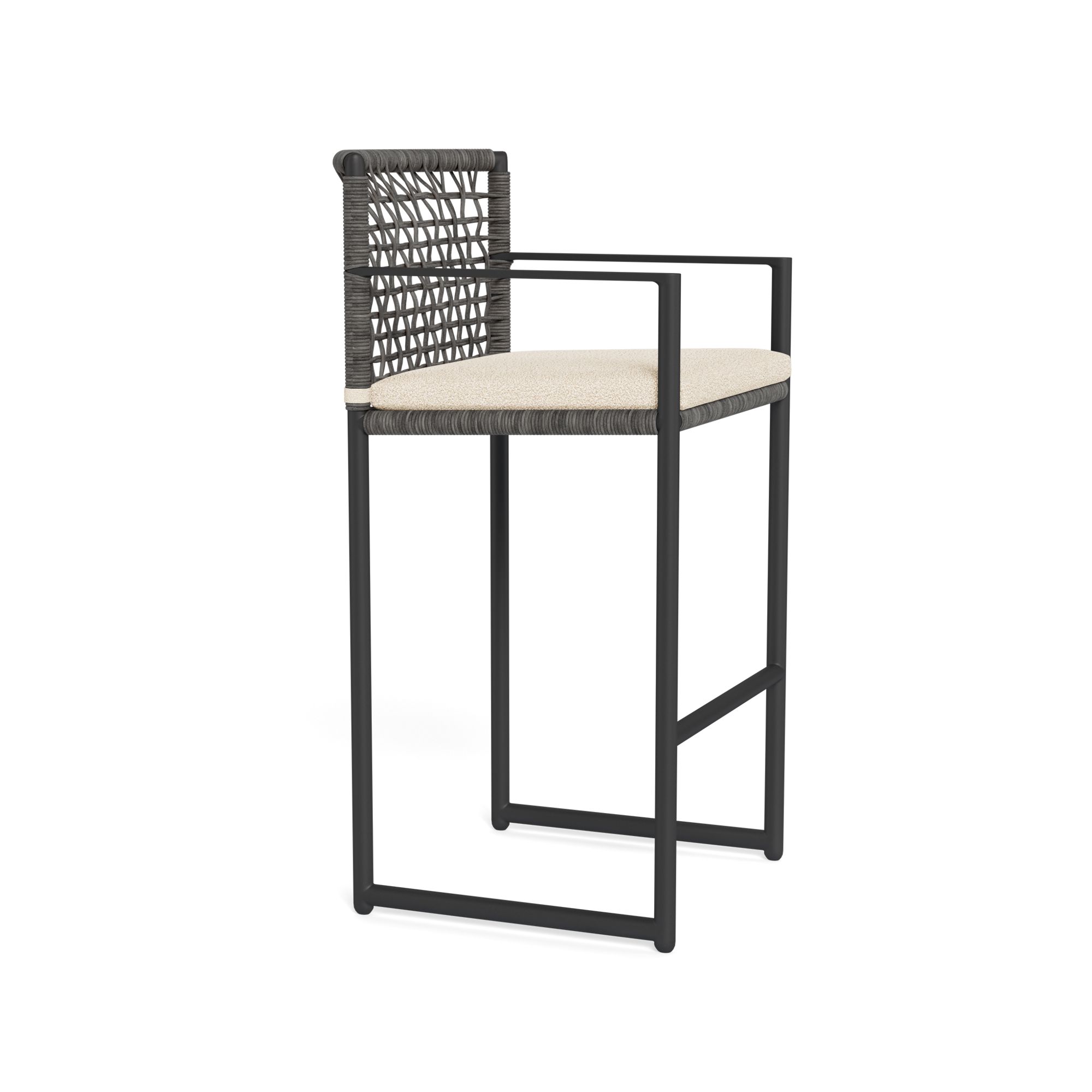 Harbour Loop Bar Stool - Aluminum Asteroid, Riviera Sand, Wicker Gray