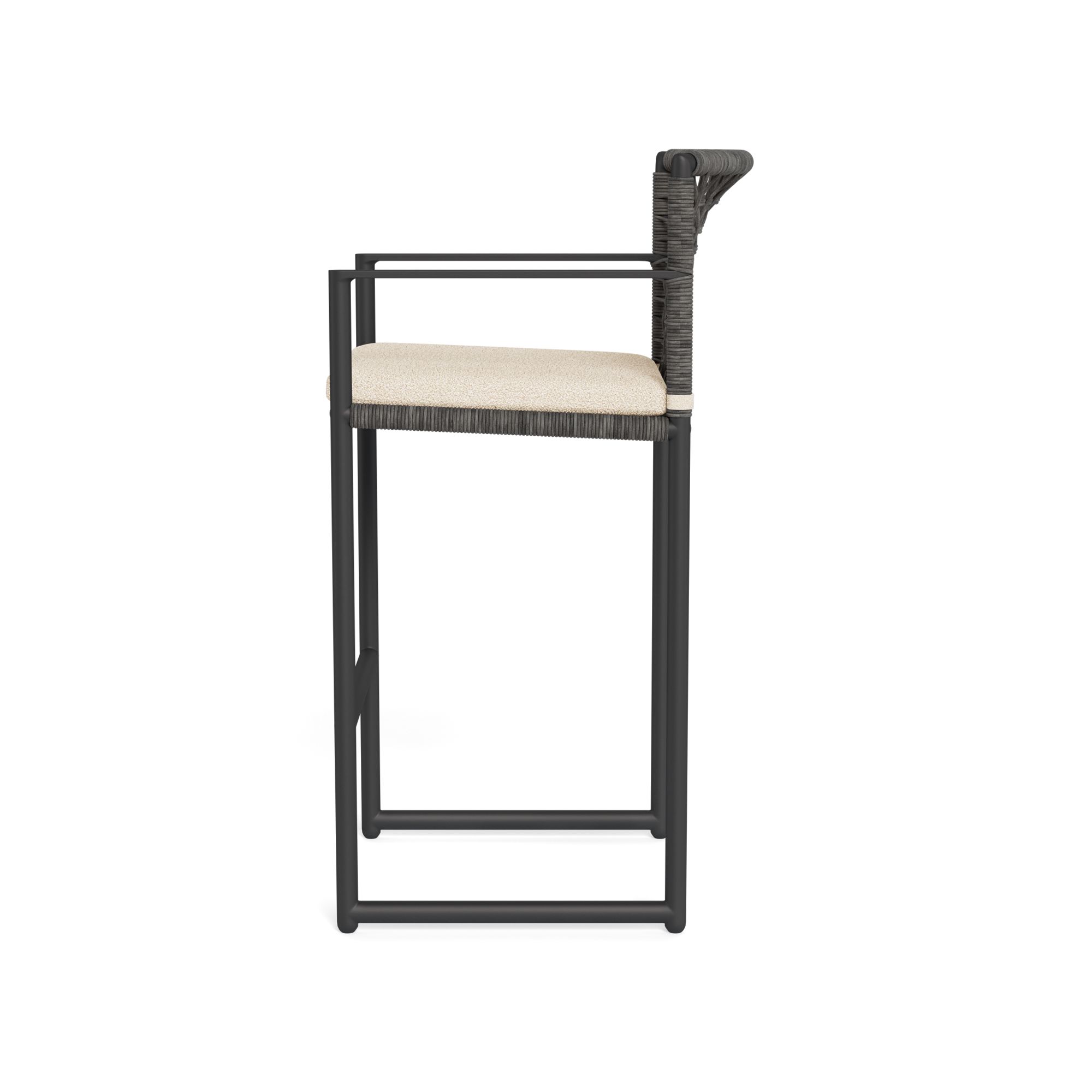 Harbour Loop Bar Stool - Aluminum Asteroid, Riviera Sand, Wicker Gray